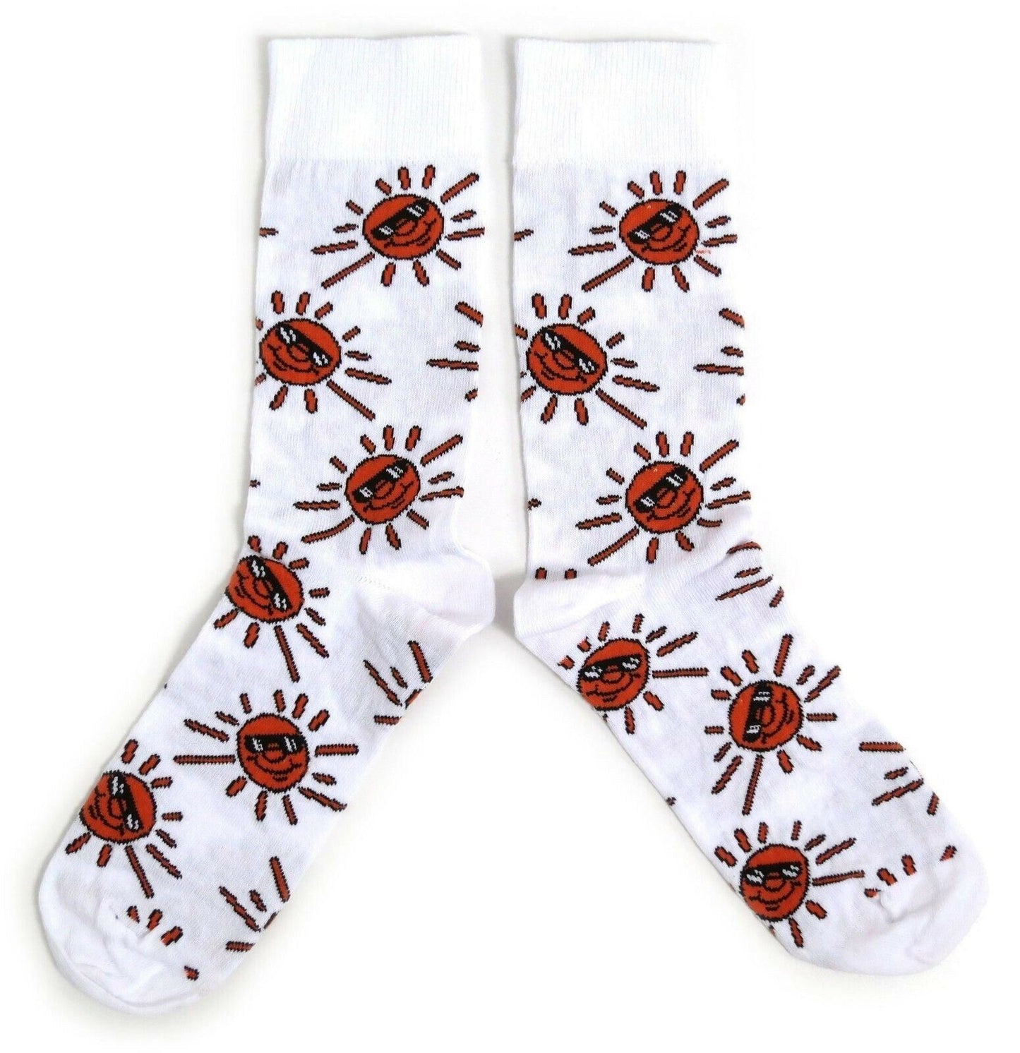 Herren Cartoon Sonne in Sonnenbrille weiße Socken