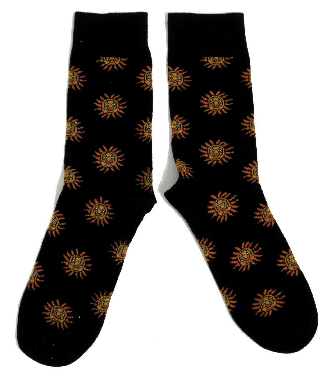 Black And Gold Aztec Sun Design Mens Socks