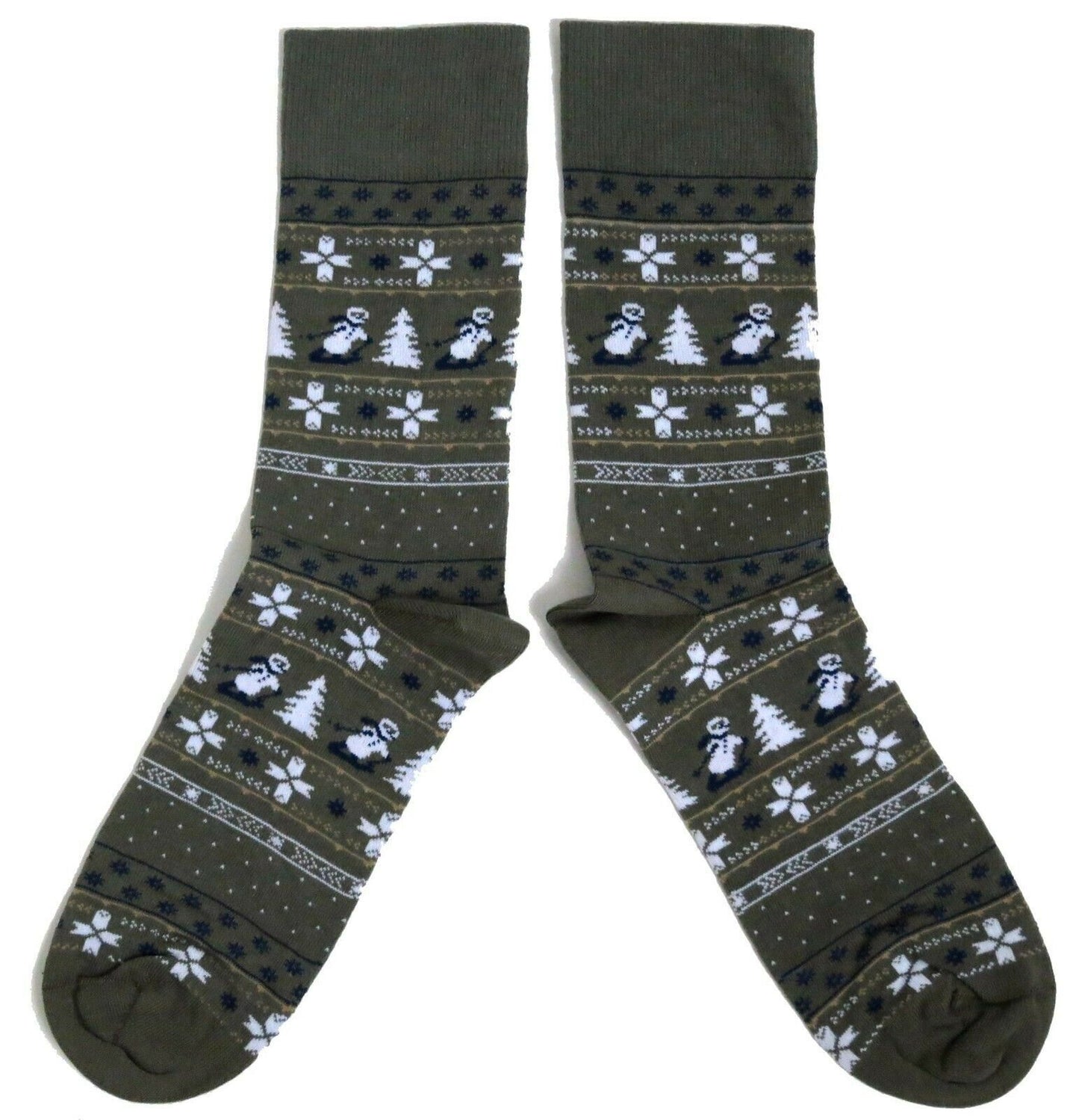Herren-Ski-Socken aus Baumwolle mit Schneemann-Motiv, grau, Fairisle-Muster
