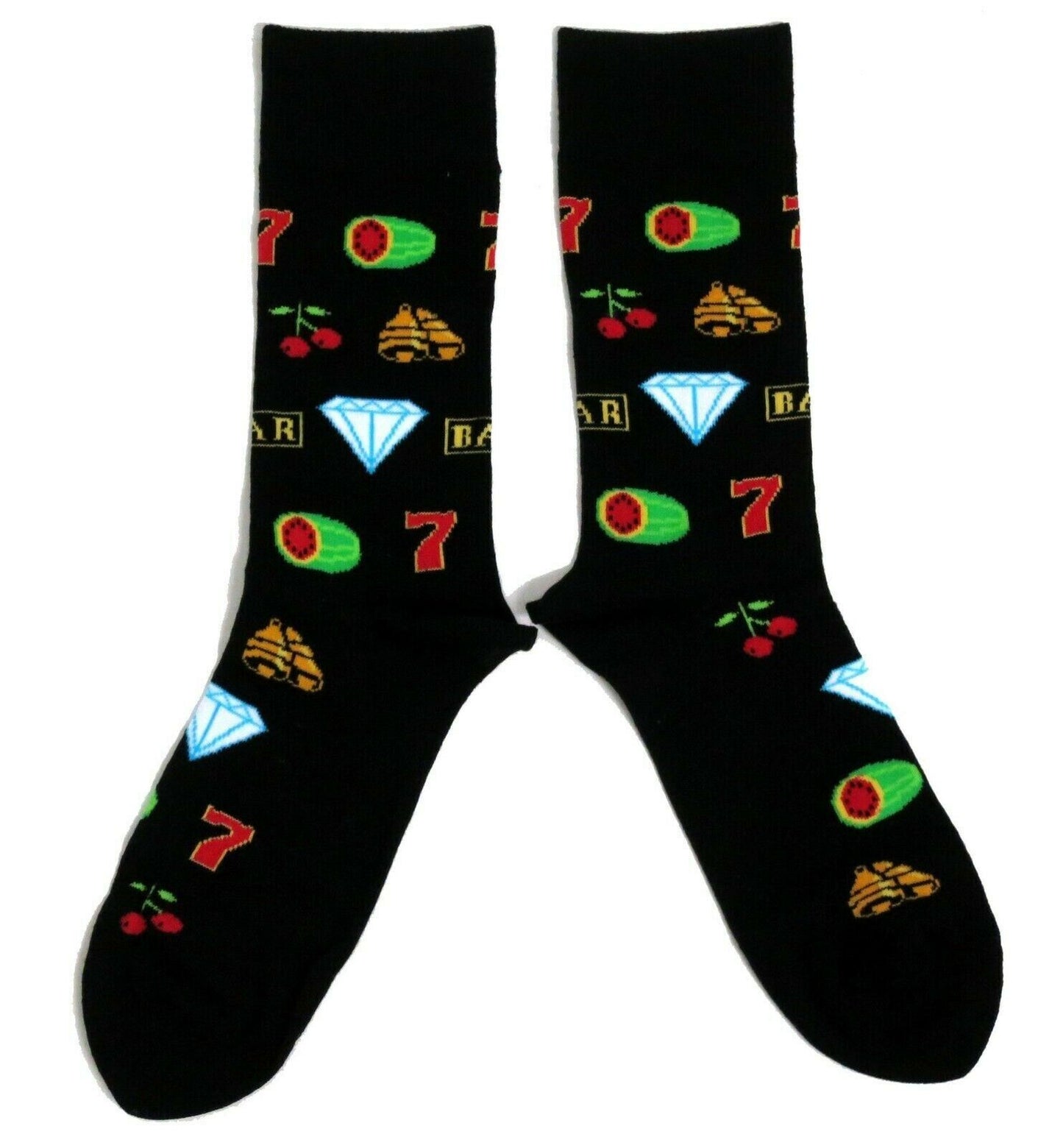 Herrensocken mit Fruchtmaschinensymbolen, Schwarz