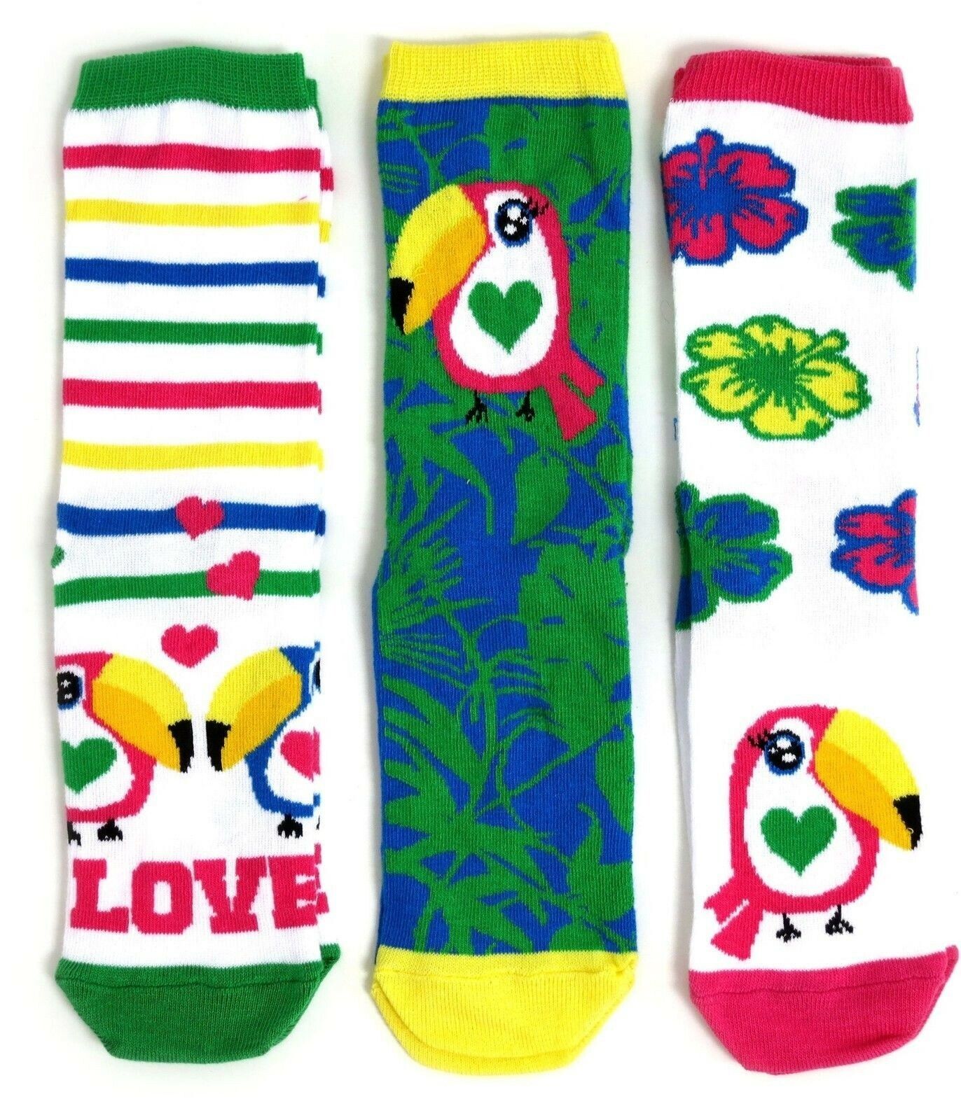 3 Paar exotische tropische Tukan-Socken für Damen