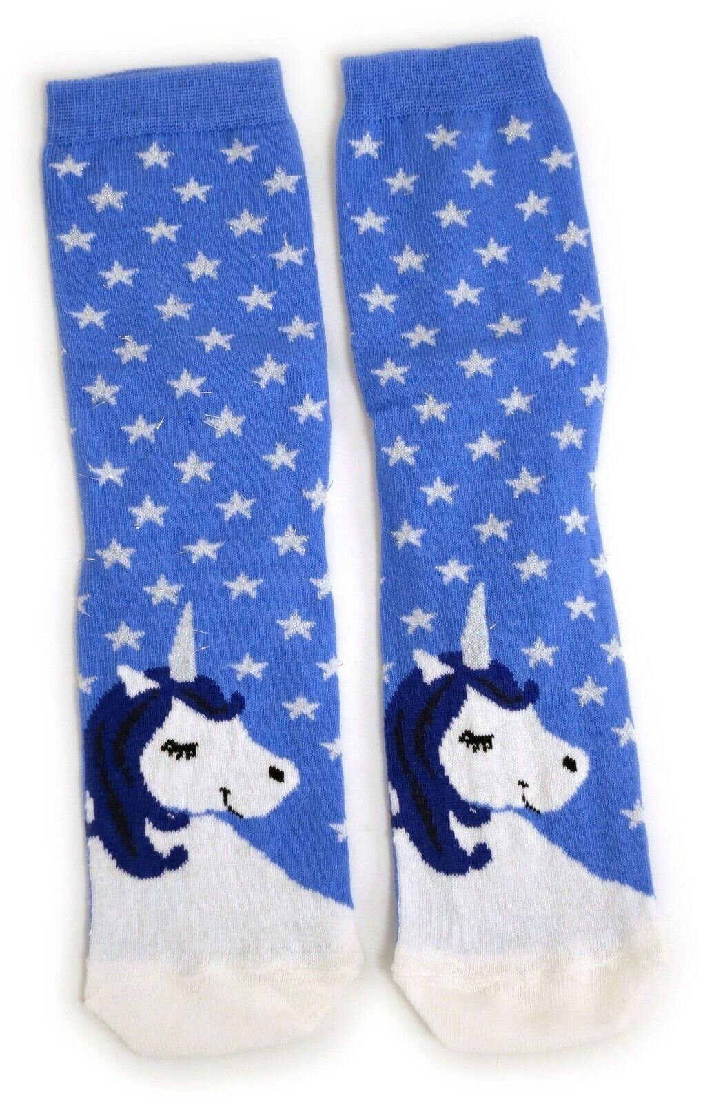 Daydreaming Snoozy Unicorn With Blue Mane & Silver Horn Ladies Socks