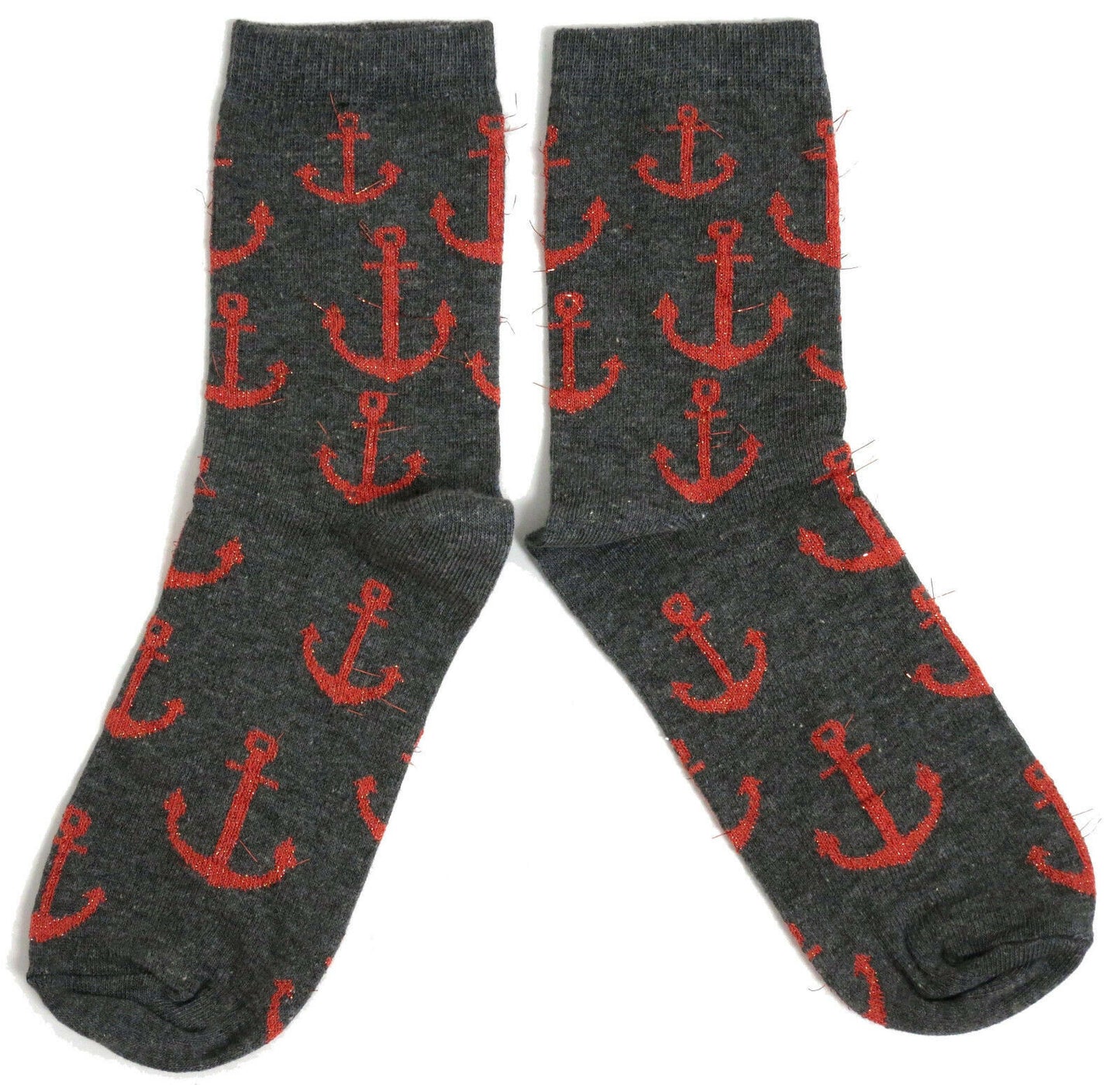 Dazzling Anchor Nautical Skipper Glitter Ladies Socks