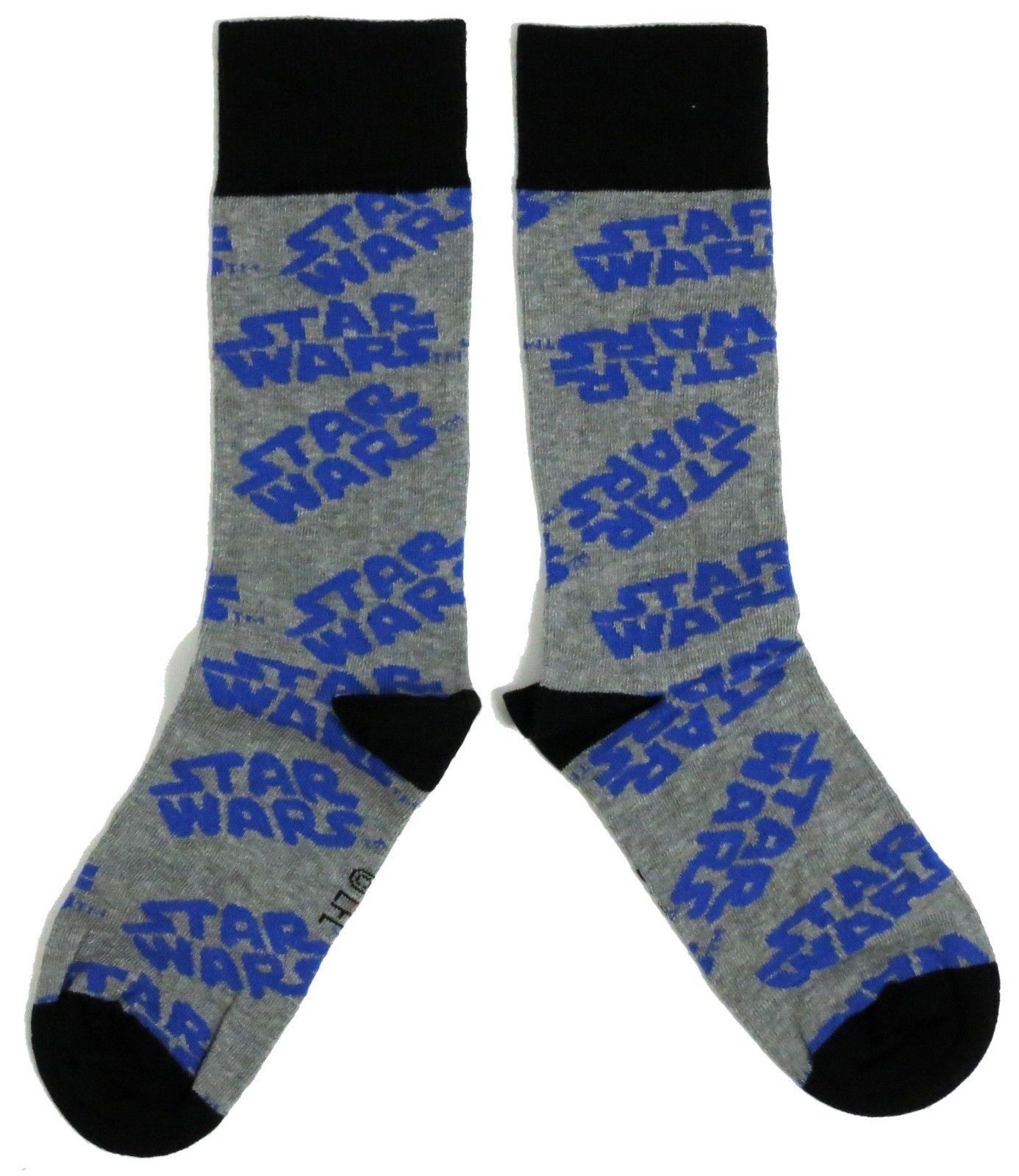 Star Wars Black Grey Blue Multiple Logo Mens Socks
