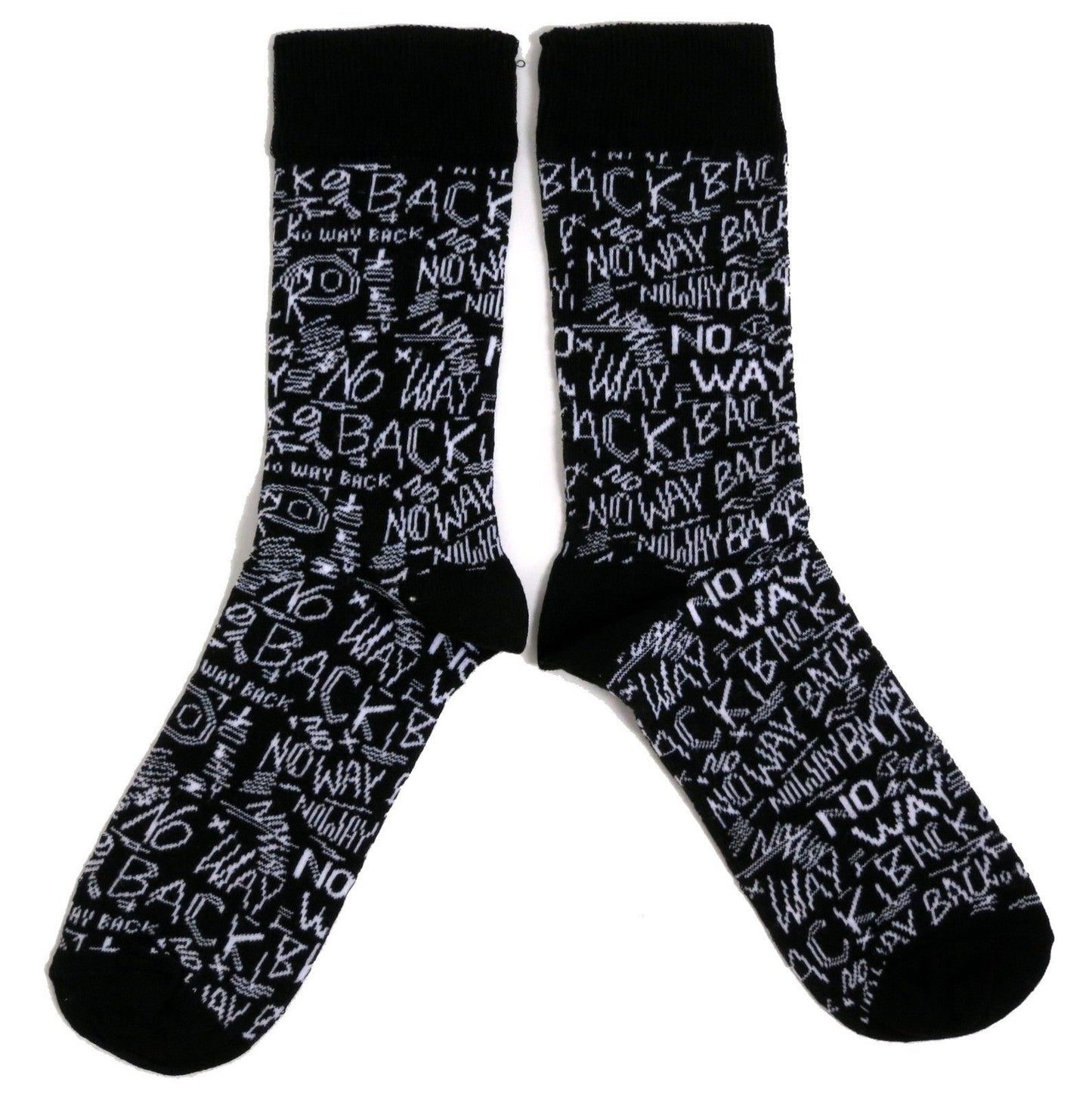 No Way Back Graffiti Scribble Black Mens Socks