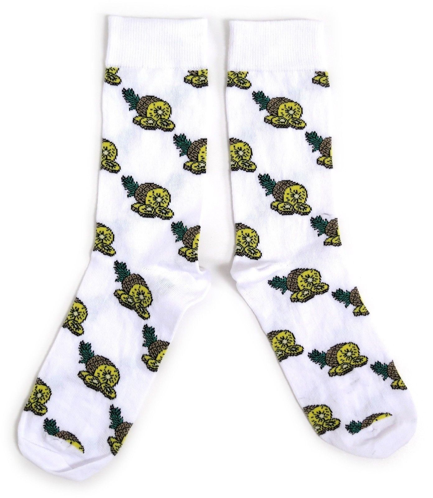 Sliced Fruity Pineapples White Mens Socks