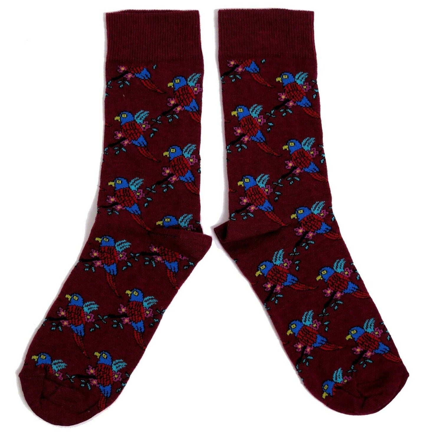 Burgunderrote Paradiesvogel-Papageiensocken für Herren