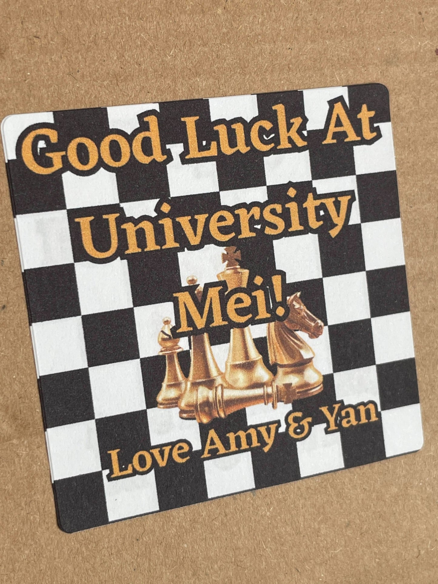 Personalised Chess Gift Set includes Handmade Soy Wax Candle, Wooden Travel Chess and Check Mate Socks Free UK Post