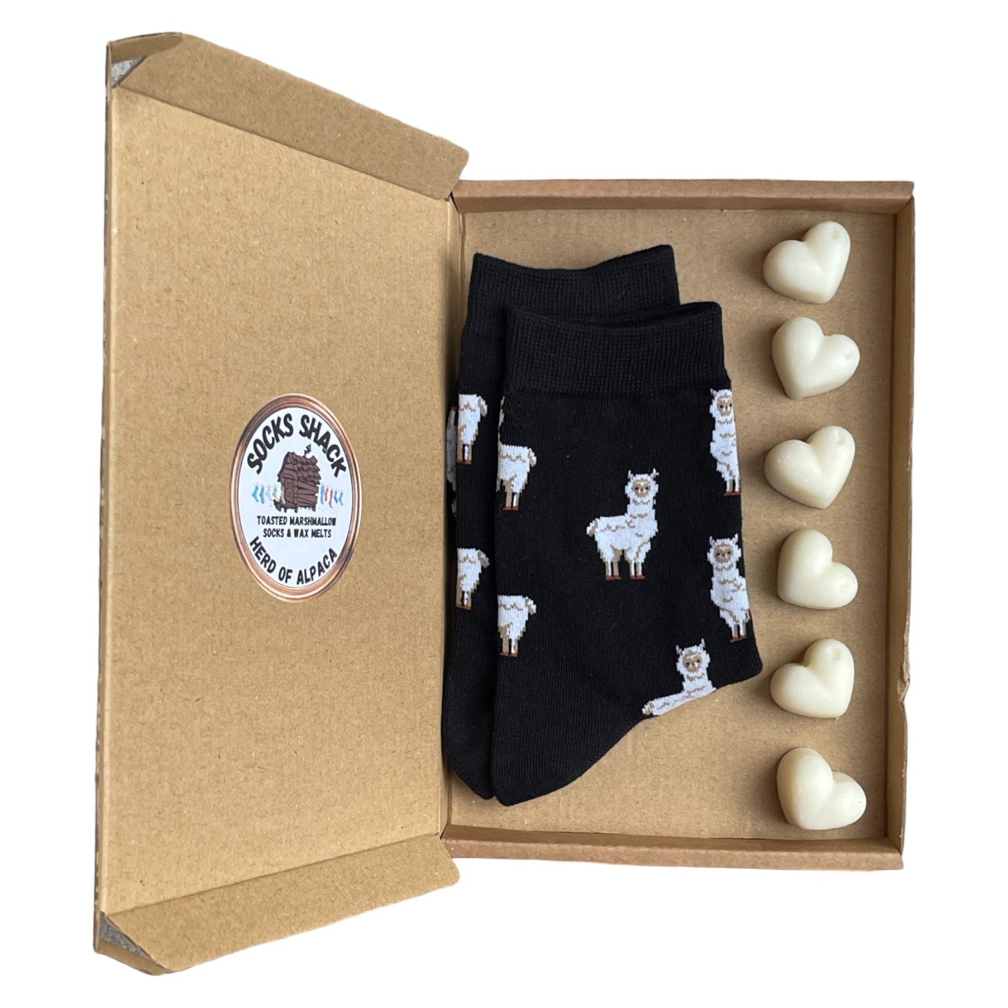 Geschenkset „Herde of Alpaca“ für Damen mit Socken und Wachsschmelzen, Duftauswahl