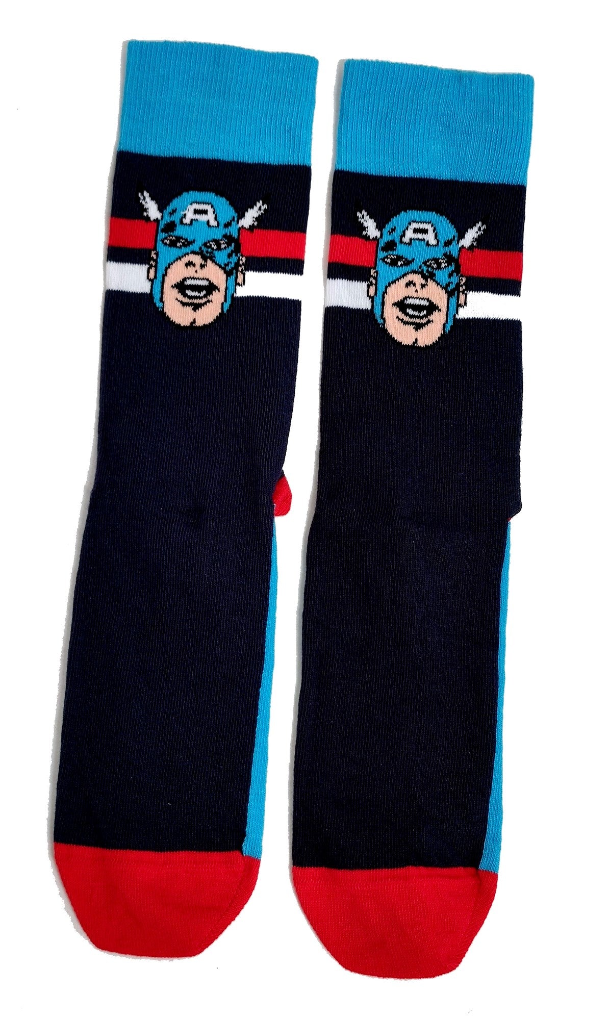 Captain America Red White Blue Stripe Mens Socks