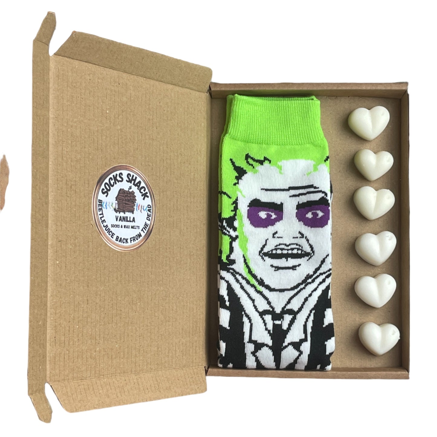 BeetleJuice Back From The Dead Scary Mens Socks & Wax Melts Gift Set Choice Of Fragrance