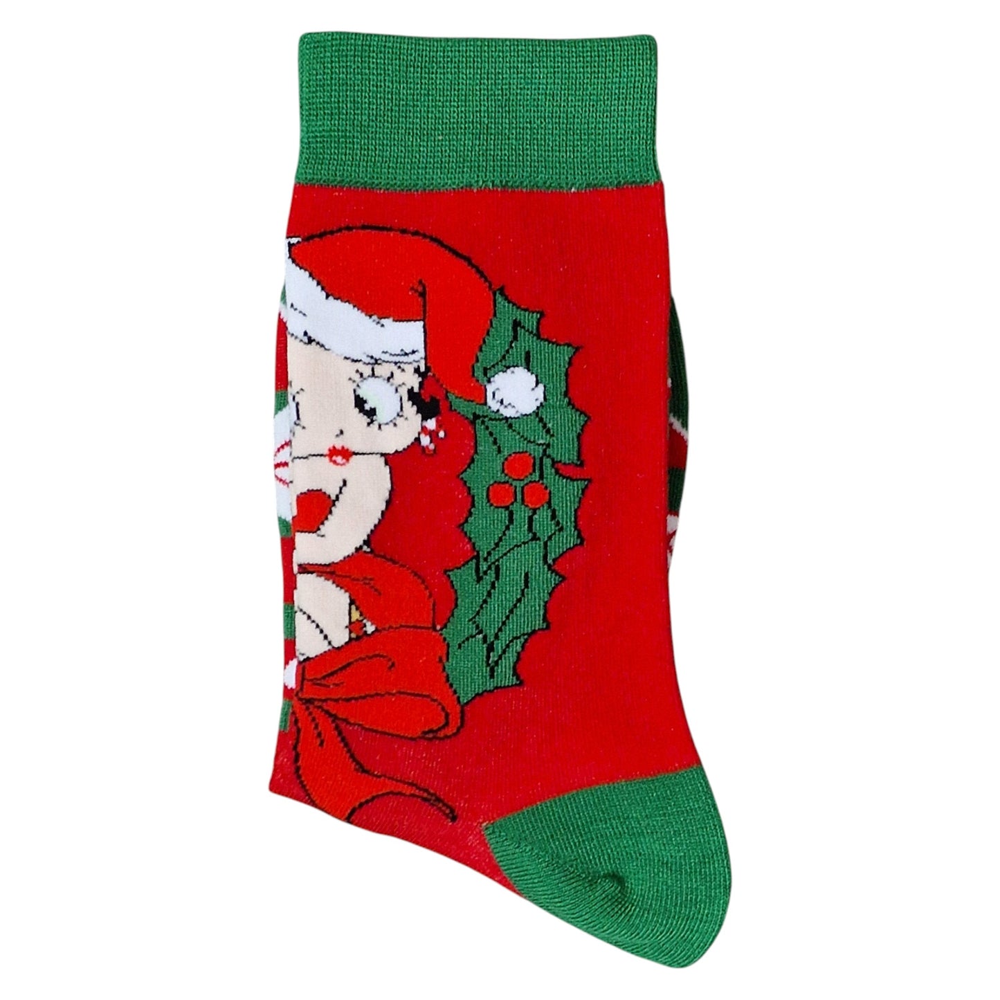 Betty Boop Wrapped up For Christmas Wreath & Bow Ladies Red Sock Shack Socks