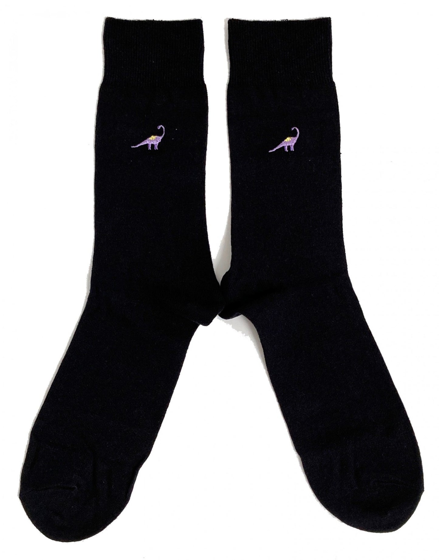 Brachiosaurus Dinosaur Purple & Black Mens Socks
