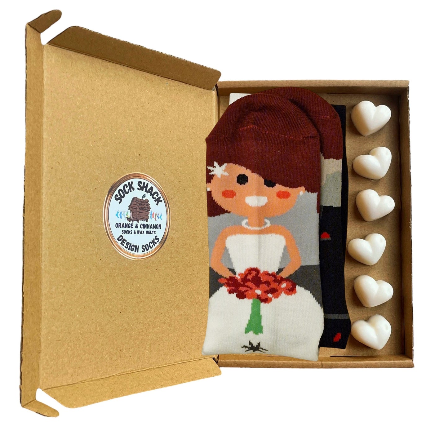 Bride And Groom Wedding Guest Odd Mens Socks & Wax Melts Gift Set