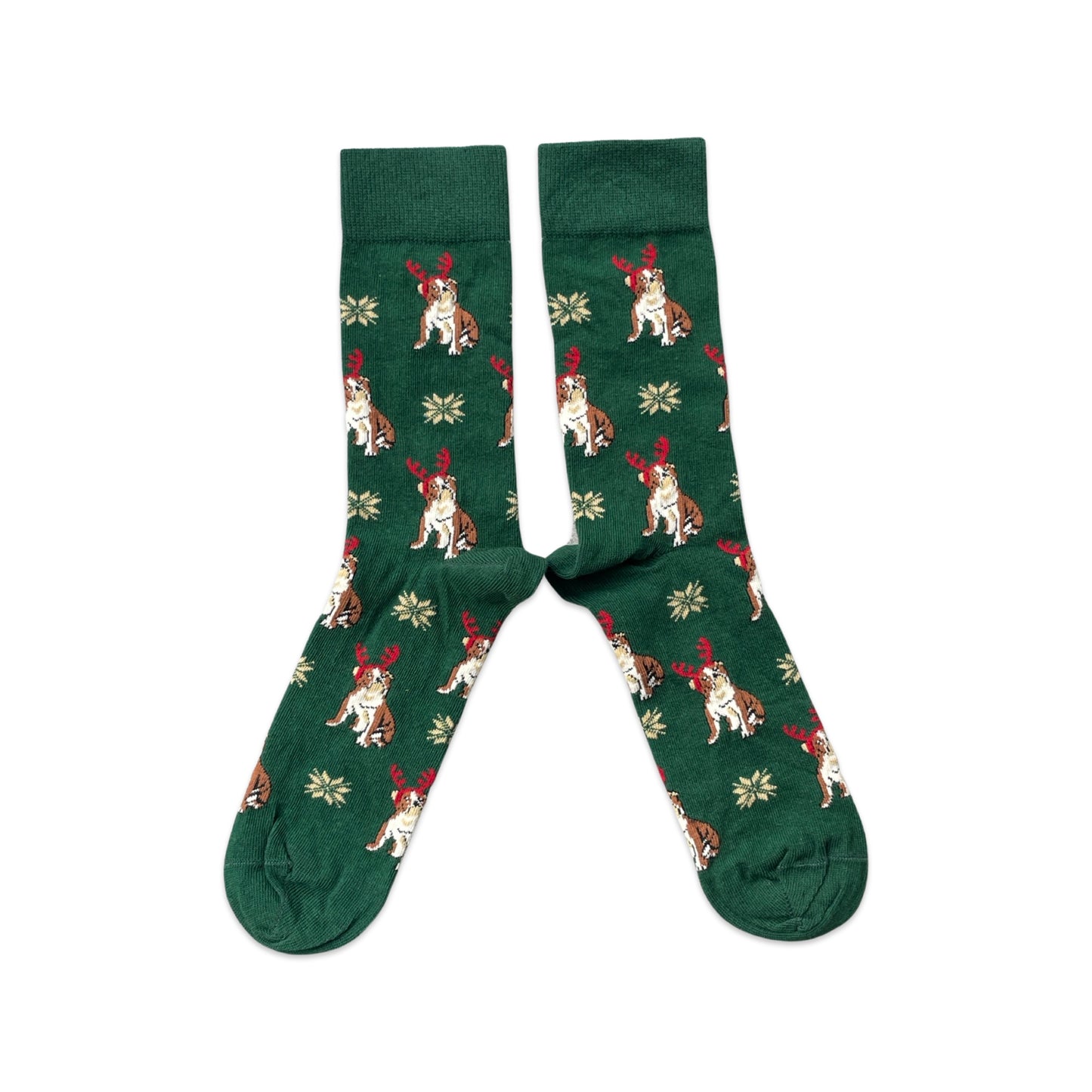 English Bulldog Snowflakes Christmas Mens Socks