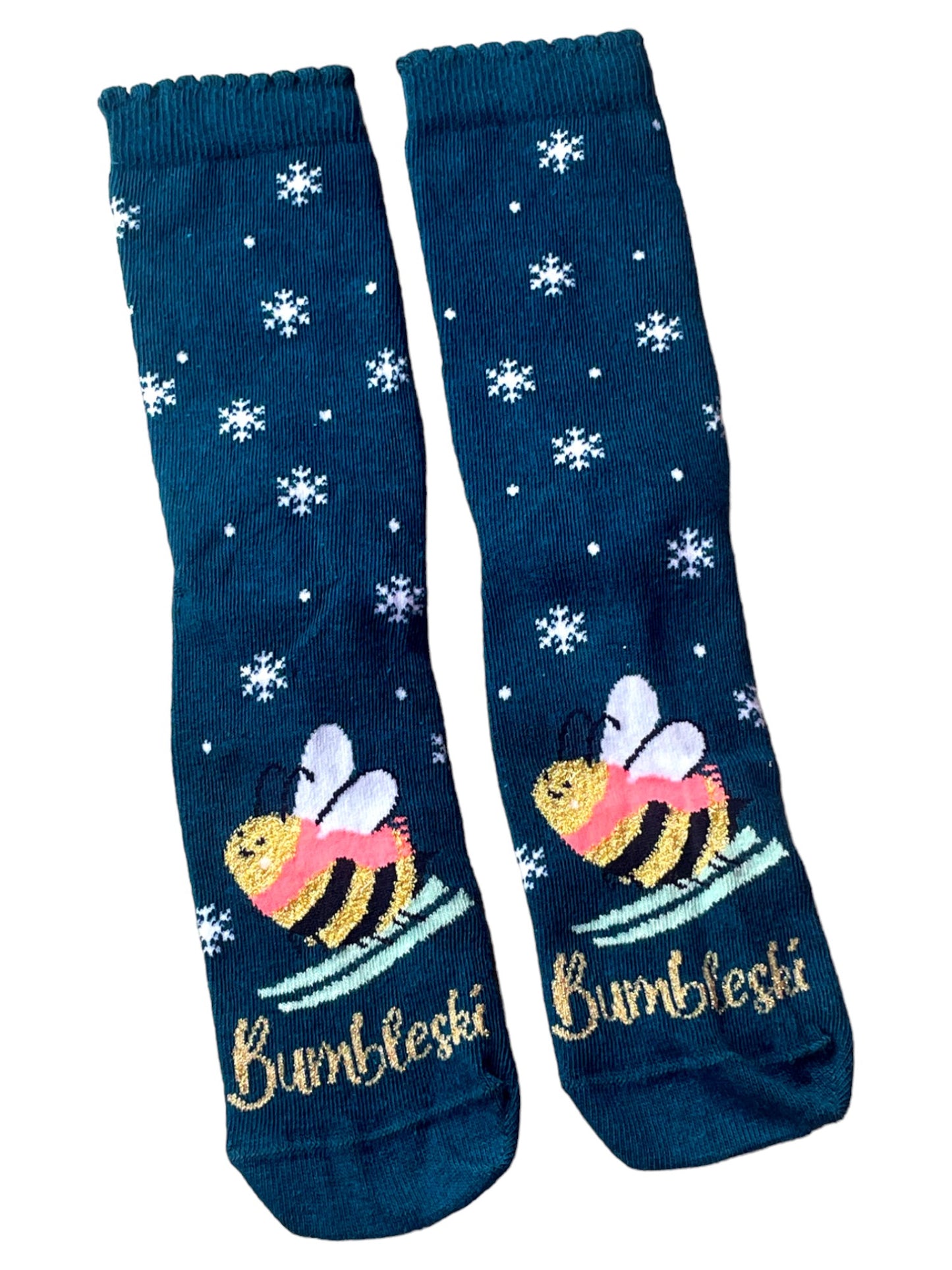 Bee Christmas Snow Bumbleski Skiing Ladies Socks