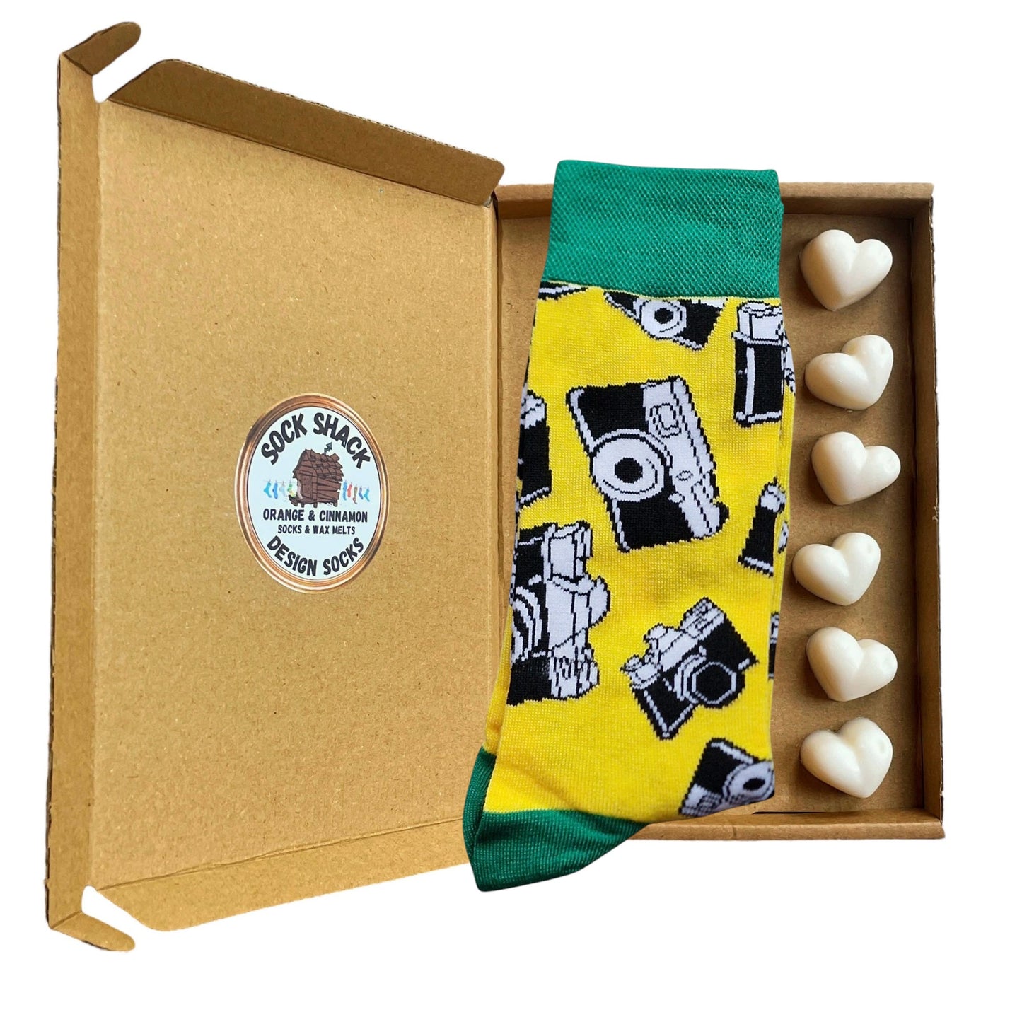 Photography Vintage 35mm SLR Compact Camera Mens Socks & Wax Melts Gift Set