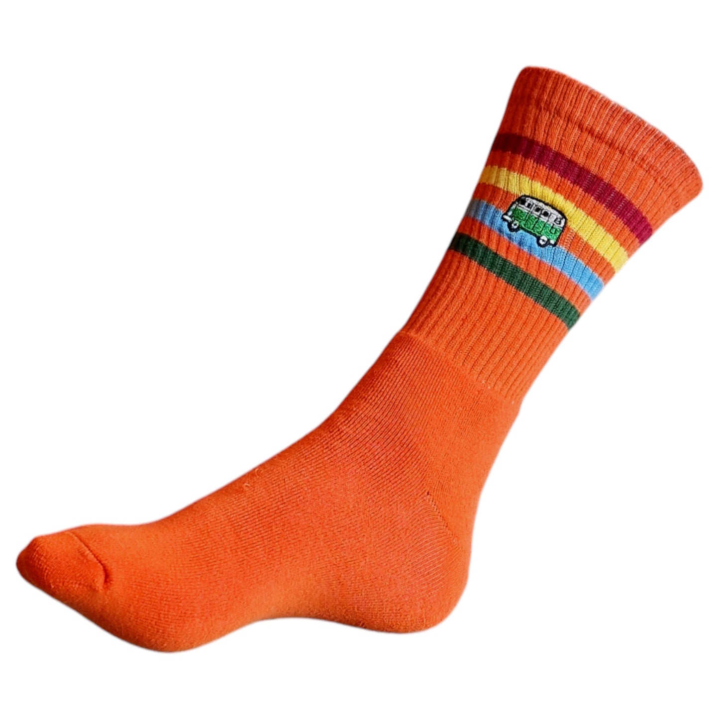 Embroidered Camper Van Orange Ribbed Mens Socks & Wax Melts Gift Set