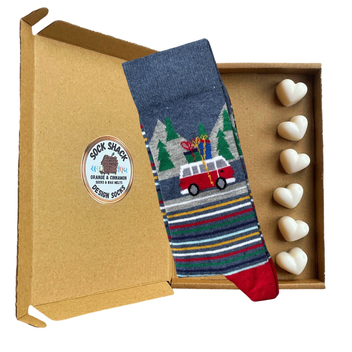Driving Home Christmas Campervan Mens Socks & Wax Melts Gift Set Choice Of Fragrance