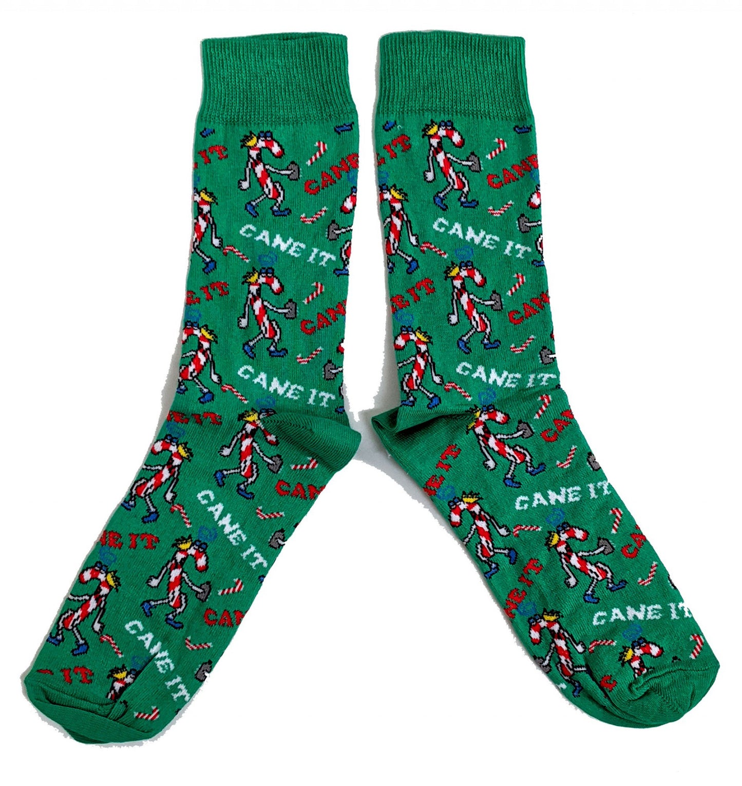 Cane It Christmas Candy Cane Novelty Mens Socks