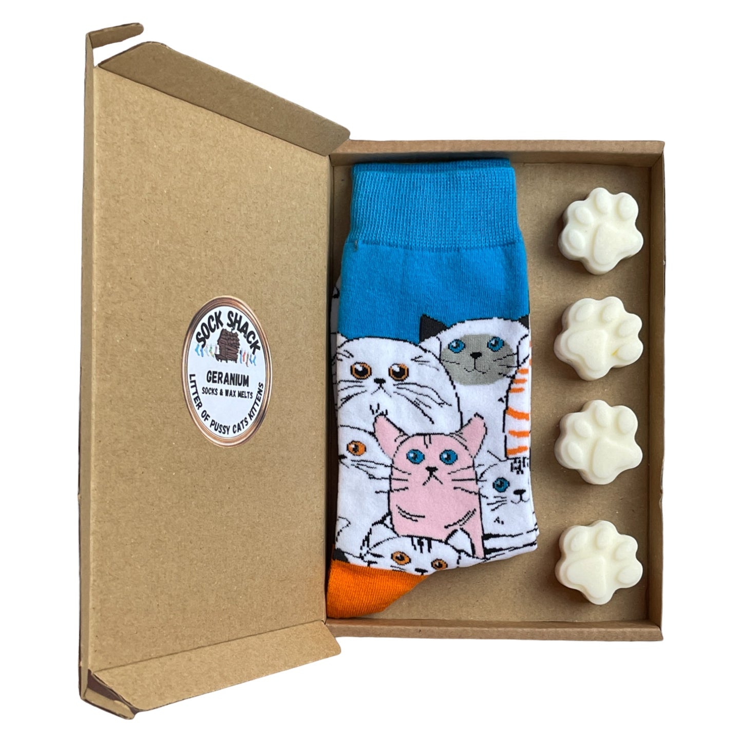 Litter Pussy Cats Kittens Cat Lady Ladies Socks & Wax Melts Gift Set Choice Of Fragrance