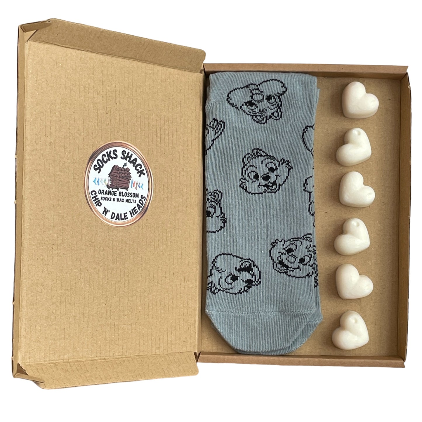Chip 'N' Dale Heads Ladies Socks & Wax Melts Gift Set Choice Of Fragrance