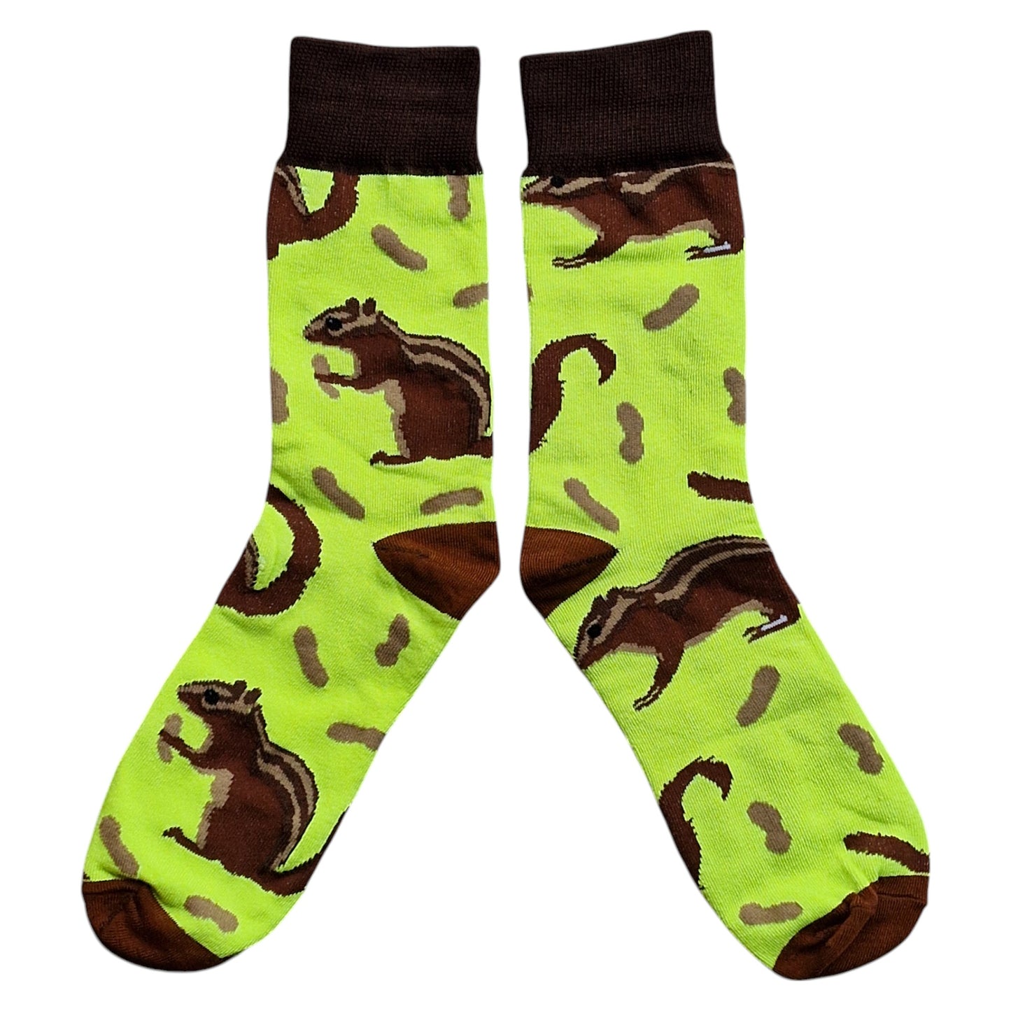 Green Scurry Of Chipmunks With Nuts Mens Socks
