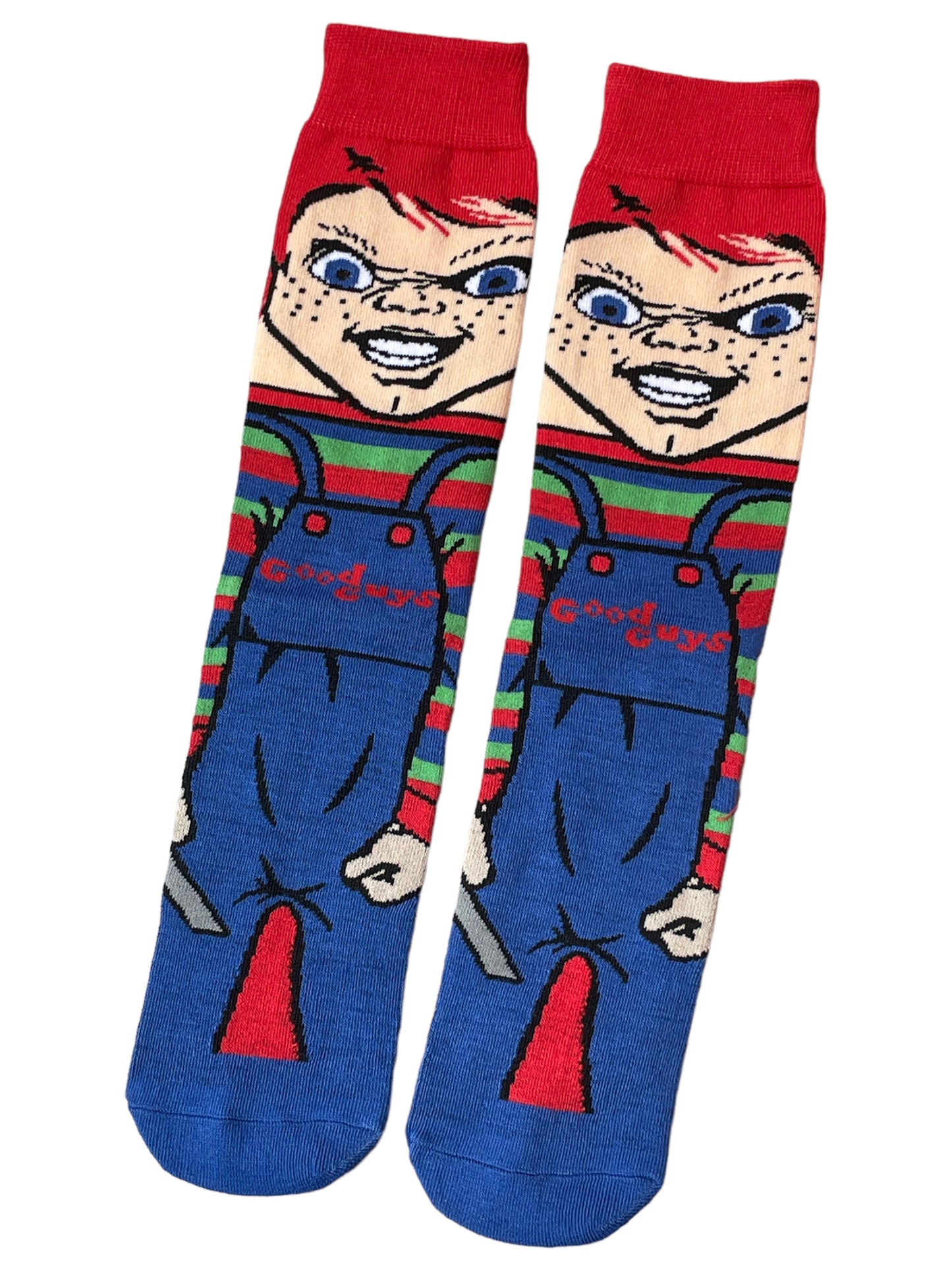 Chucky Doll Horror Red Topped Stripe Mens Socks