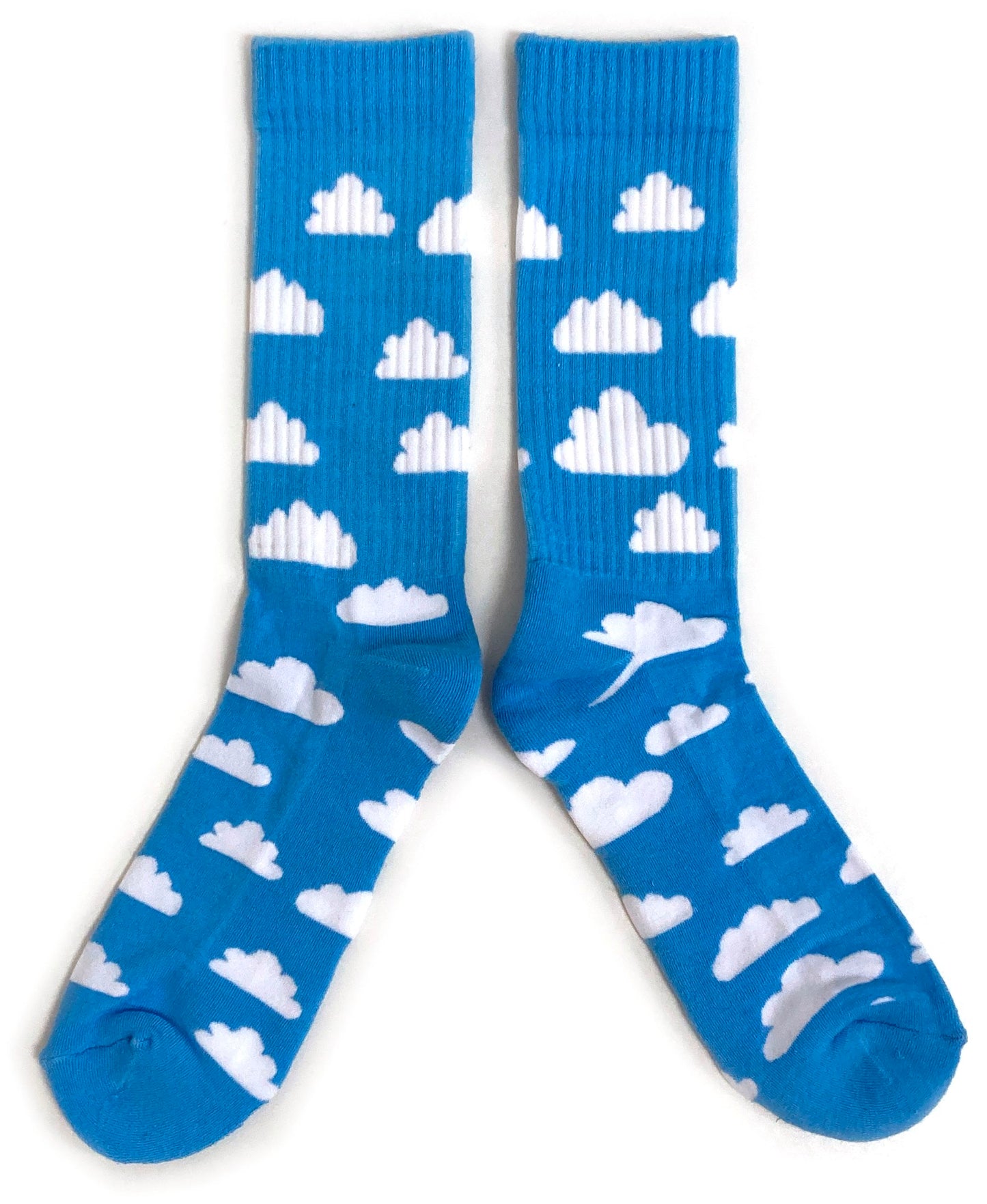 Blue Sky White Clouds Ribbed Mens Socks
