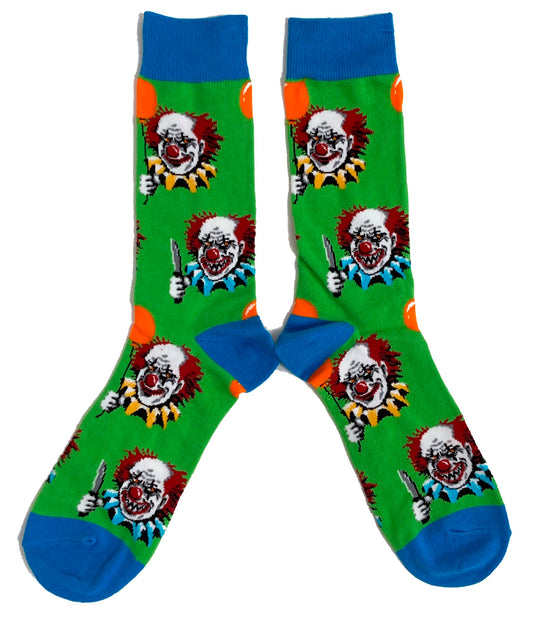 Scary Clown With Knife Balloon Horror Mens Socks