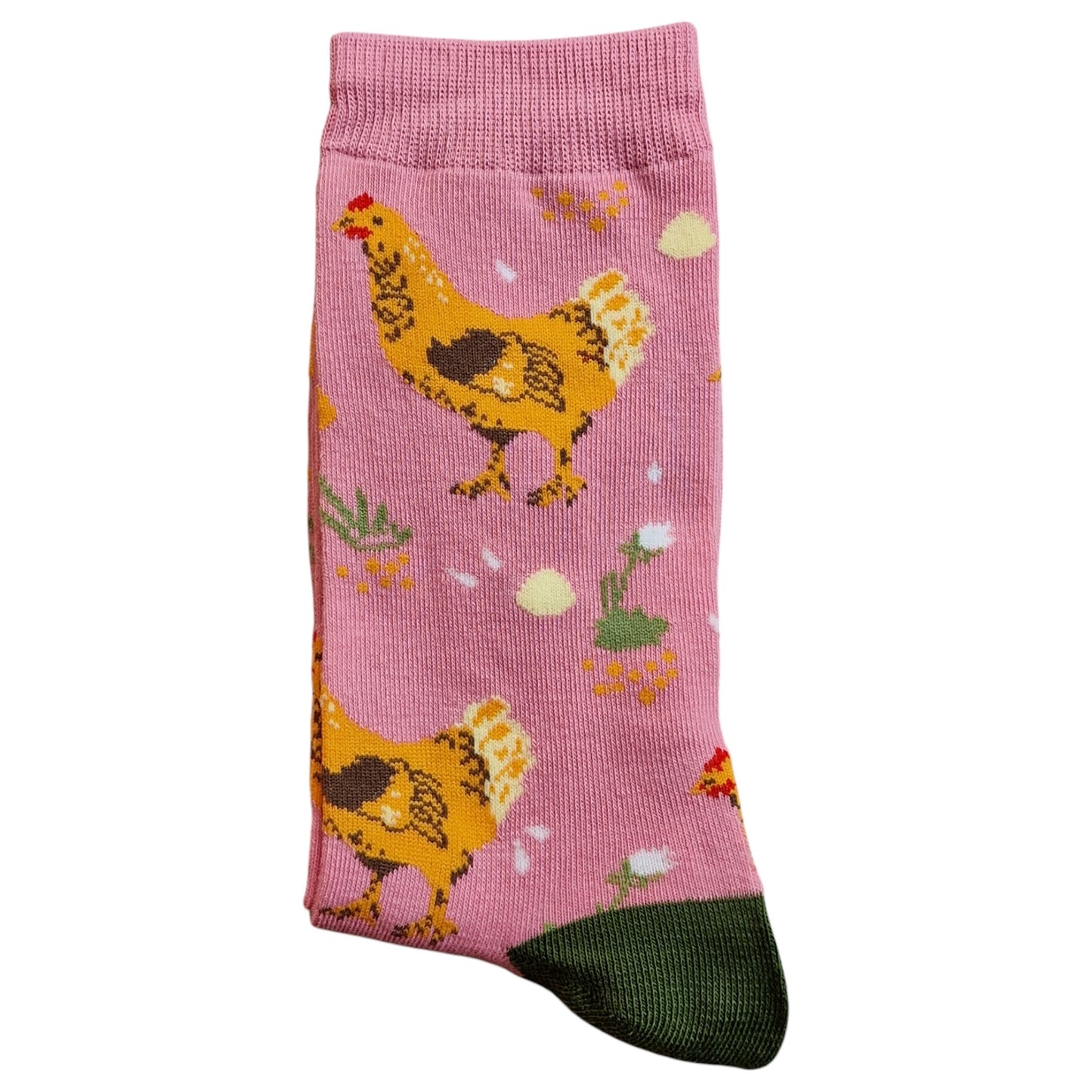 The Chickens And The Eggs Pecking Cock Cockerels Pink Mens Socks