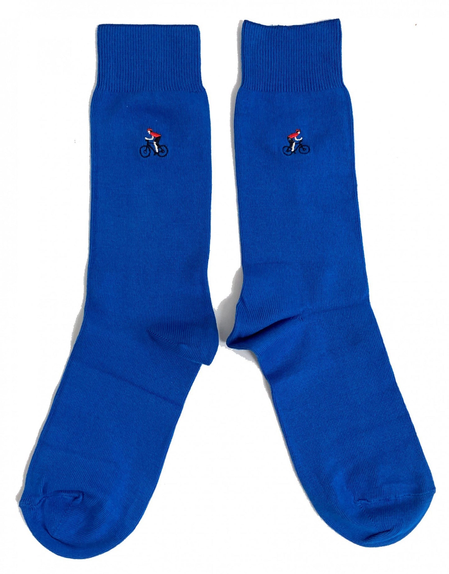 Herrensocken mit Stickerei „Rennradfahrer“ in Blau
