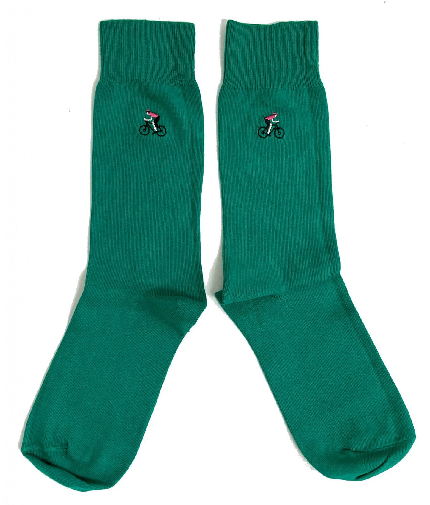 Racing Bike Cyclist Embroidered Green Mens Socks