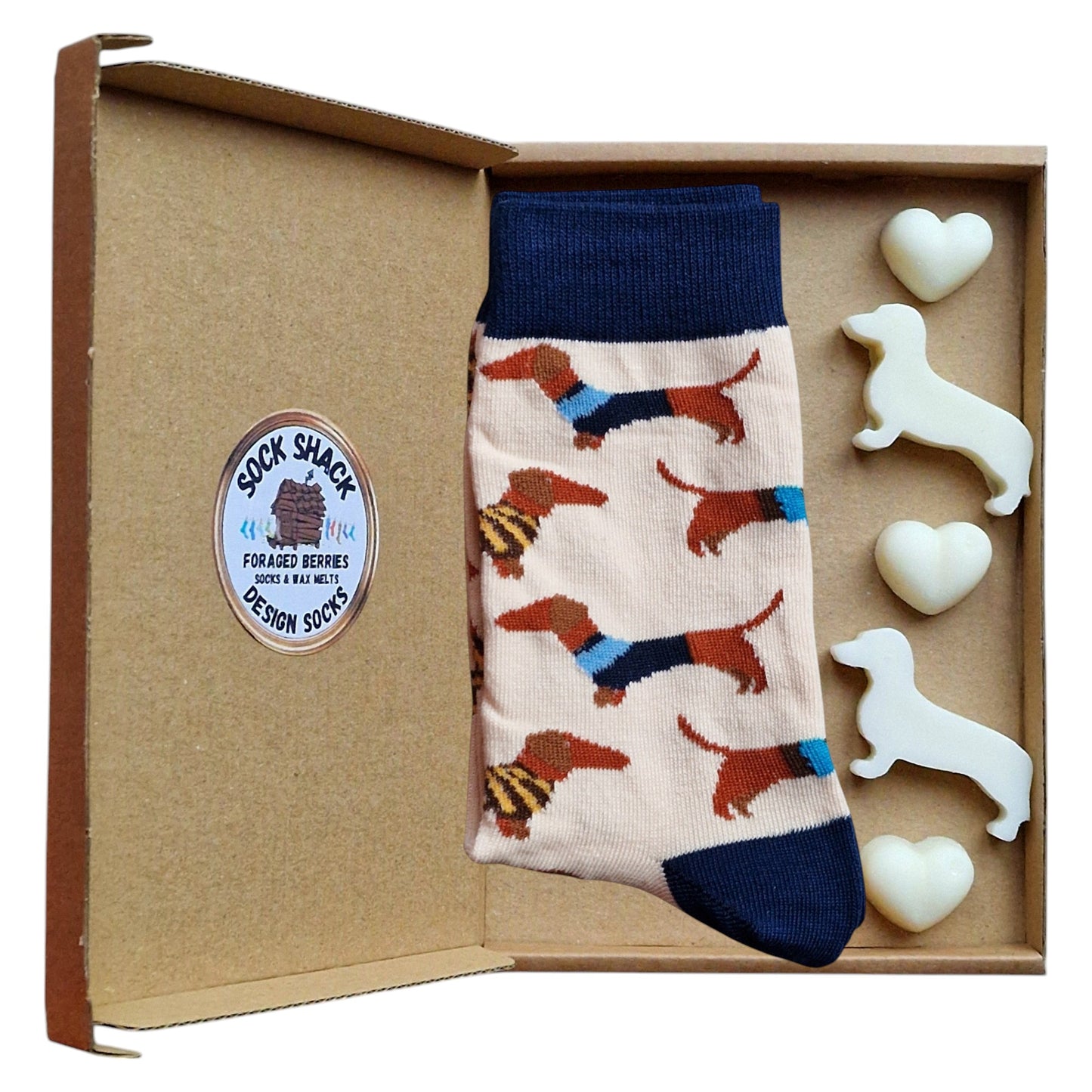 Dachshunds Sausage Dogs In Tank Tops Mens Socks & Wax Melts Gift Set