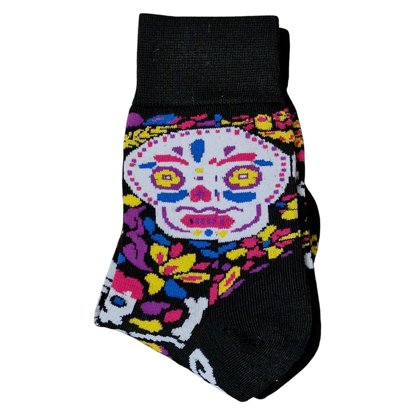 Mexican Day Of Dead Skeleton Dia De Los Muertos Ladies Black Socks & Wax Melts Gift Set