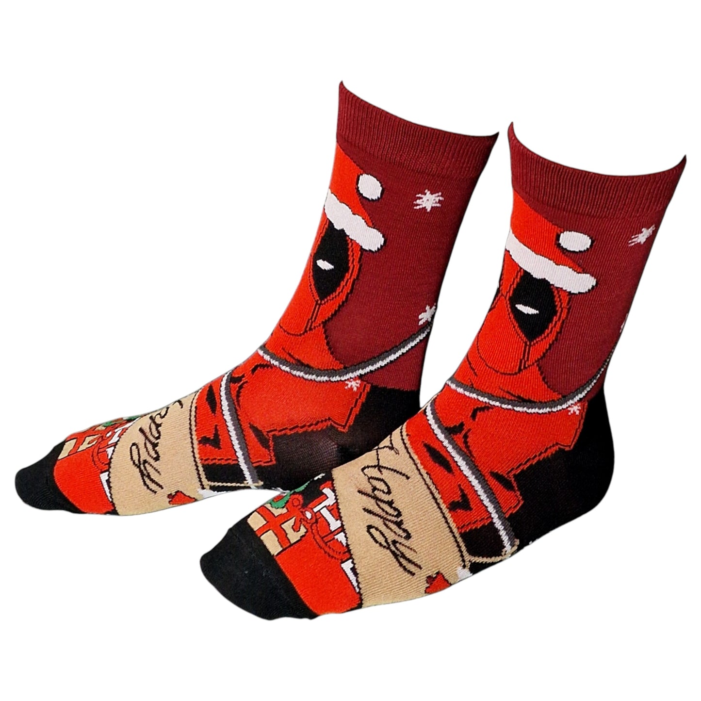 Happy Deadpool In Santa Hat Snowflakes Mens Socks & Wax Melts Gift Set