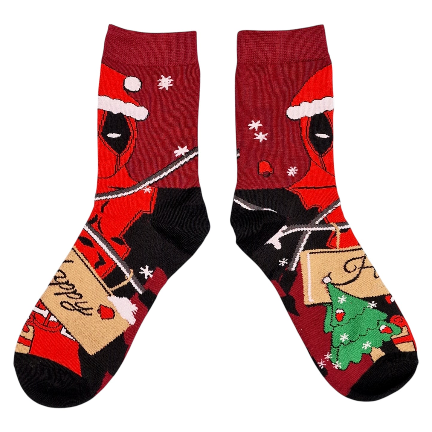 Happy Deadpool In Santa Hat Snowflakes Mens Socks & Wax Melts Gift Set