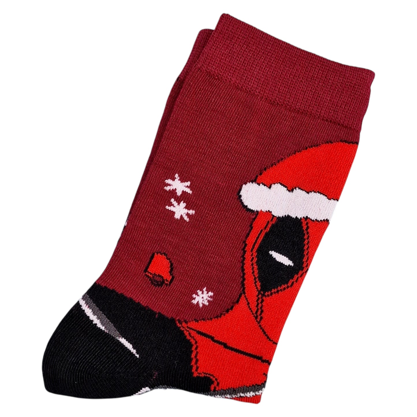 Happy Deadpool In Santa Hat Snowflakes Mens Burgundy Sock Shack Christmas Socks