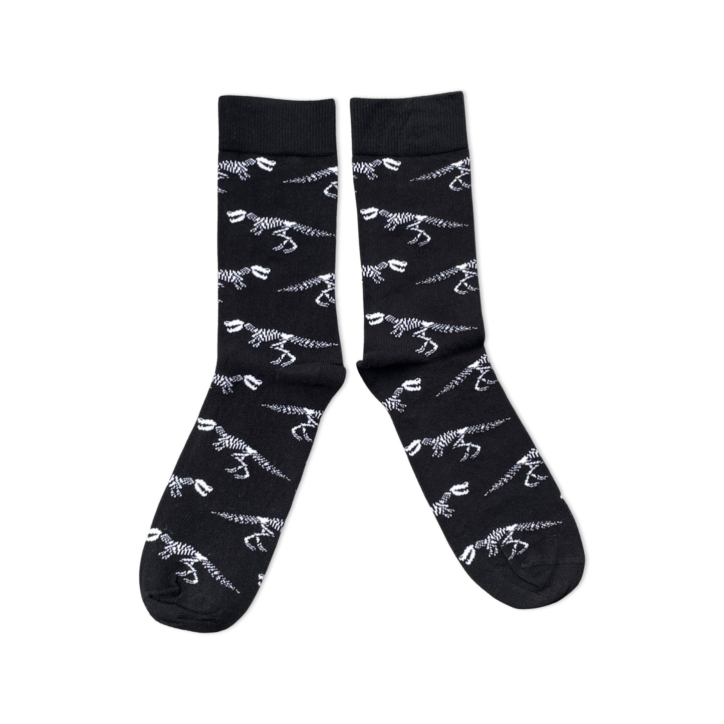 Schwarze Socken mit versteinertem Dinosaurier für Herren