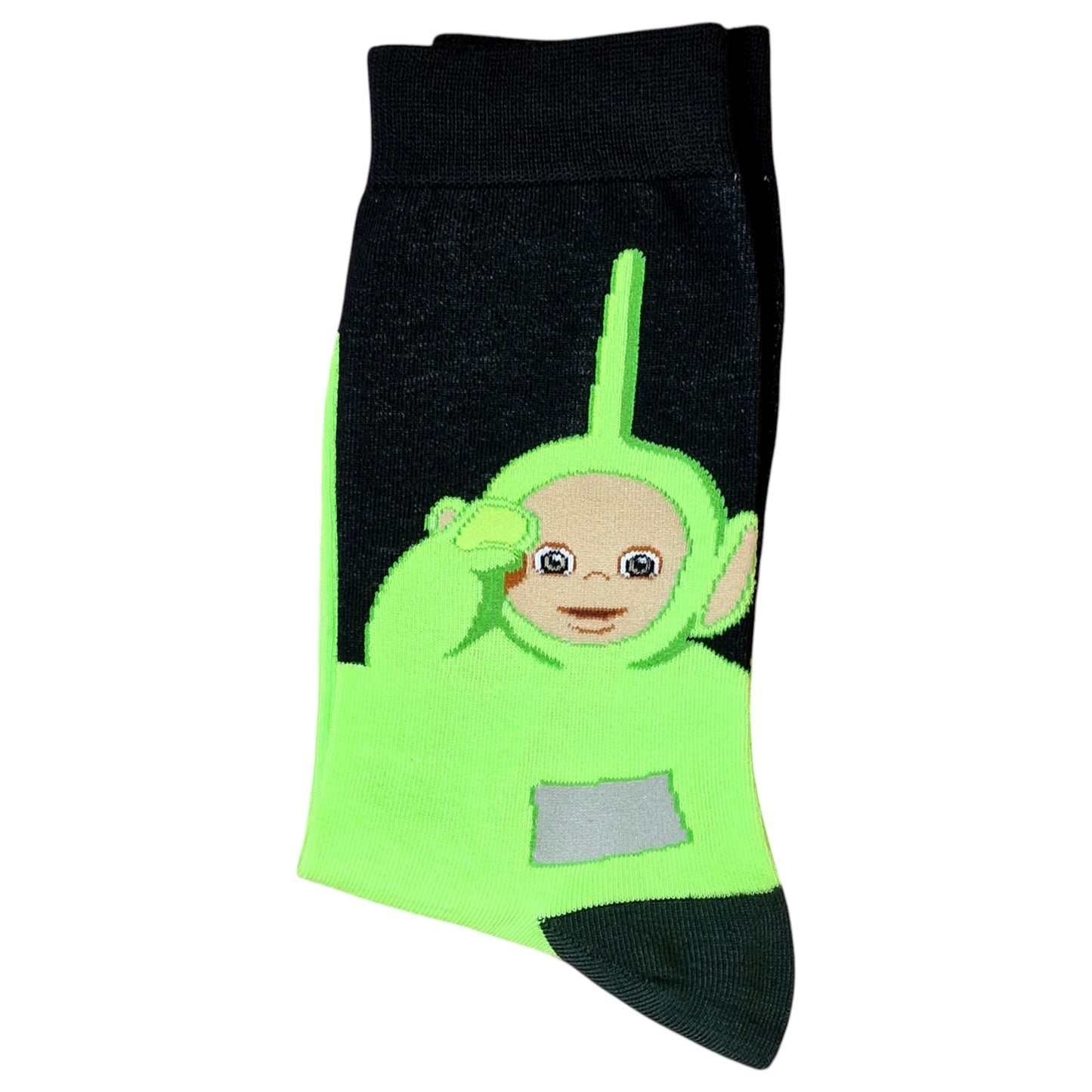 Teletubbies Dipsy's Dance: Green Machine Tubby Hugs Mens Black Socks