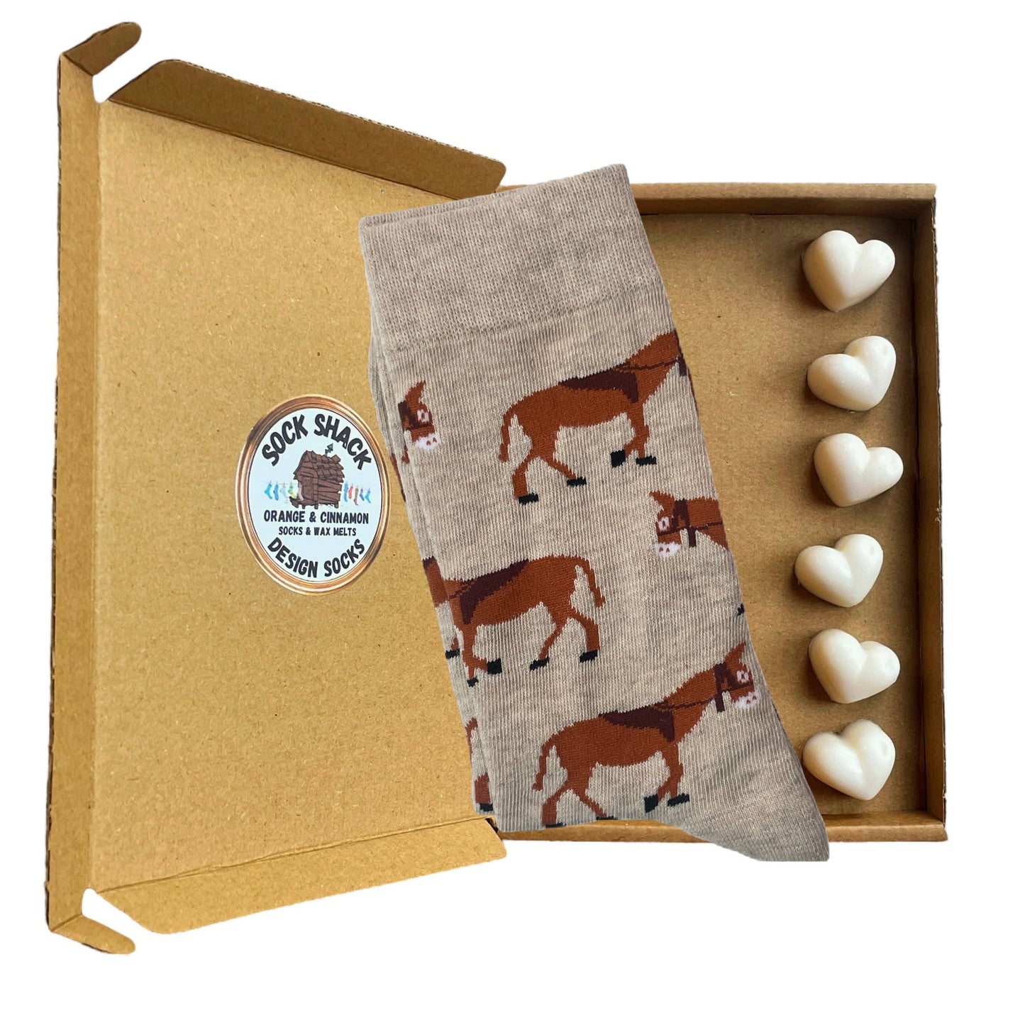 Drove Of Donkeys Beige Donkey Mens Socks & Wax Melts Gift Set Choice Of Fragrance