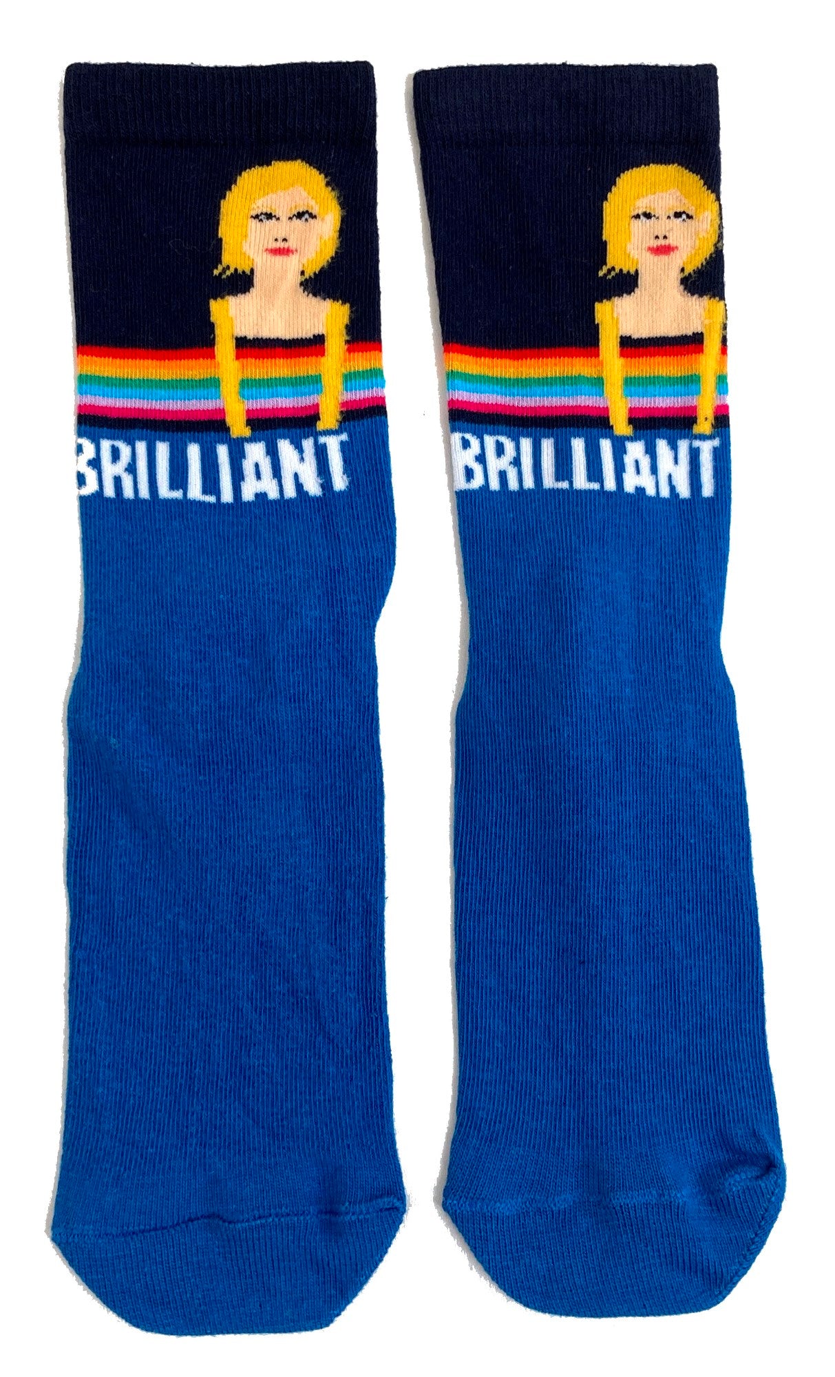 Doctor Who Brilliant Blue Stripe Face Ladies Socks
