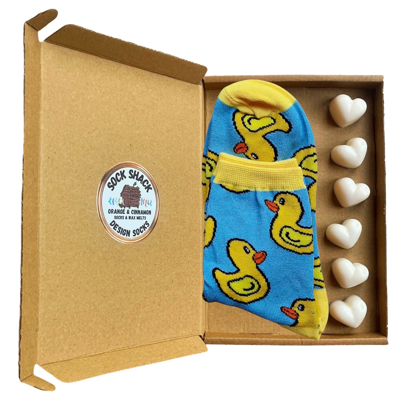 Floating Big Yellow Rubber Ducks Ankle Mens Socks & Wax Melts Gift Set