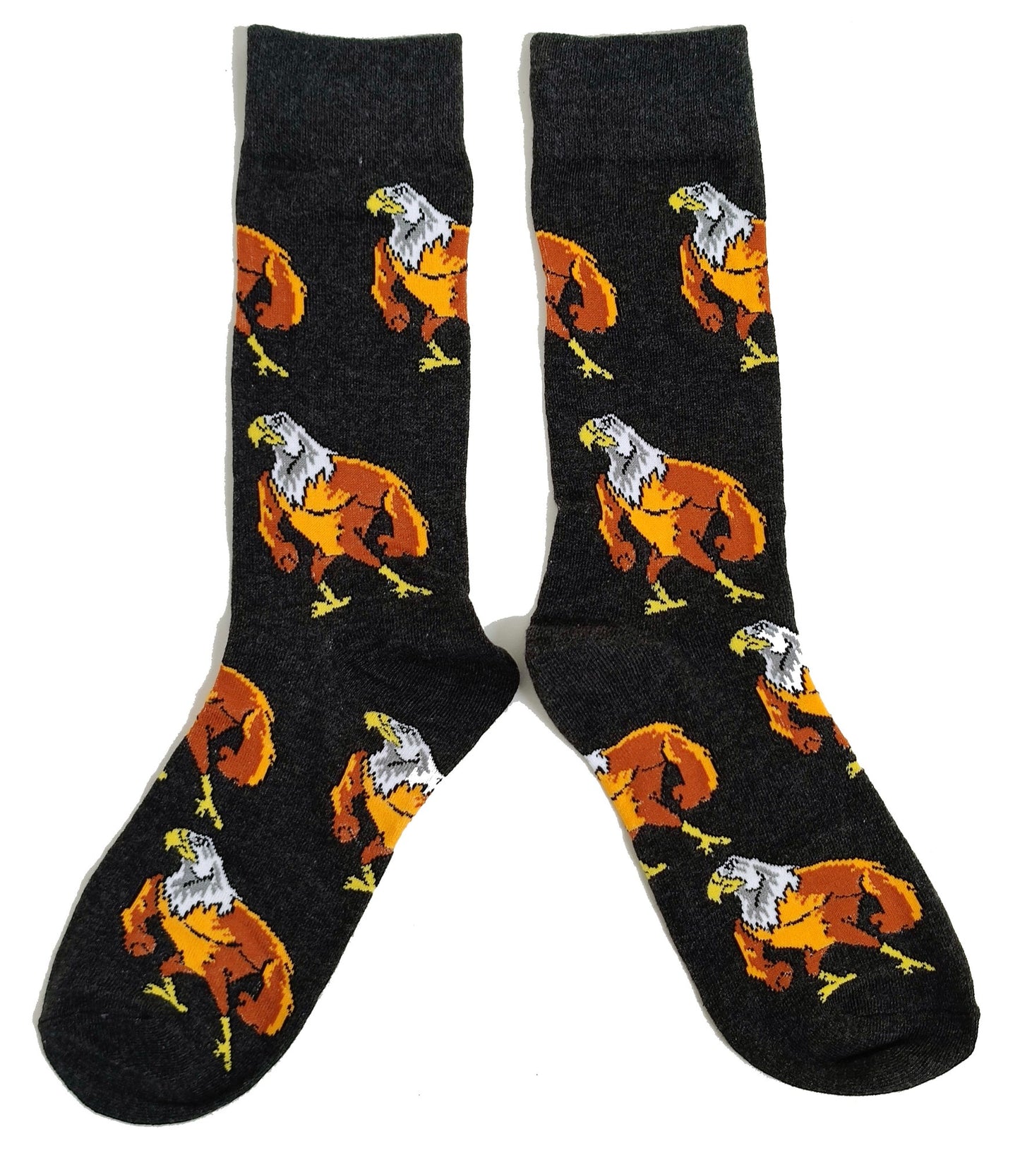 Bald Eagle Muscular Body Builder Grey Mens Socks