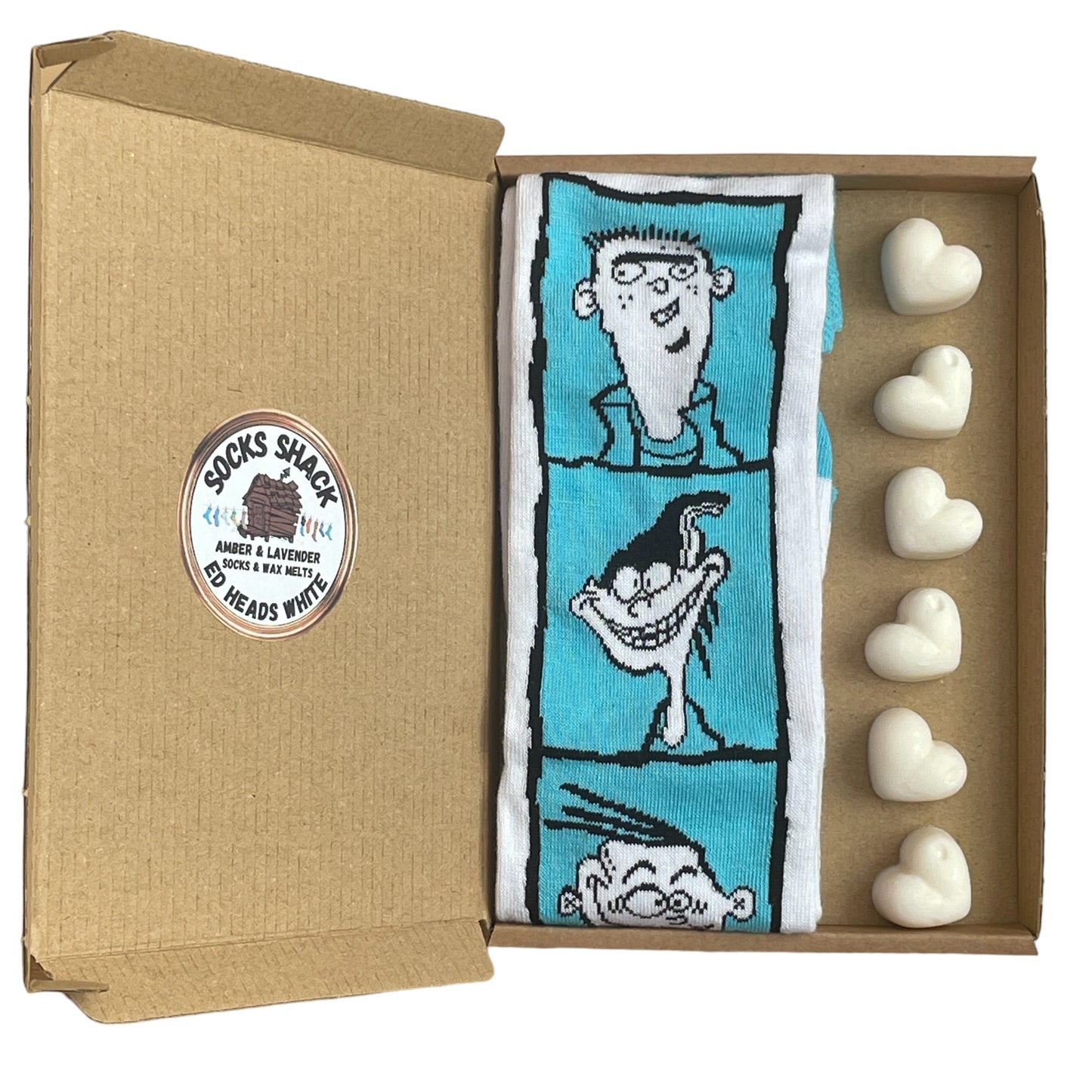 Ed Heads – Geschenkset mit weißen Socken und Duftwachs für Herren, Duftauswahl