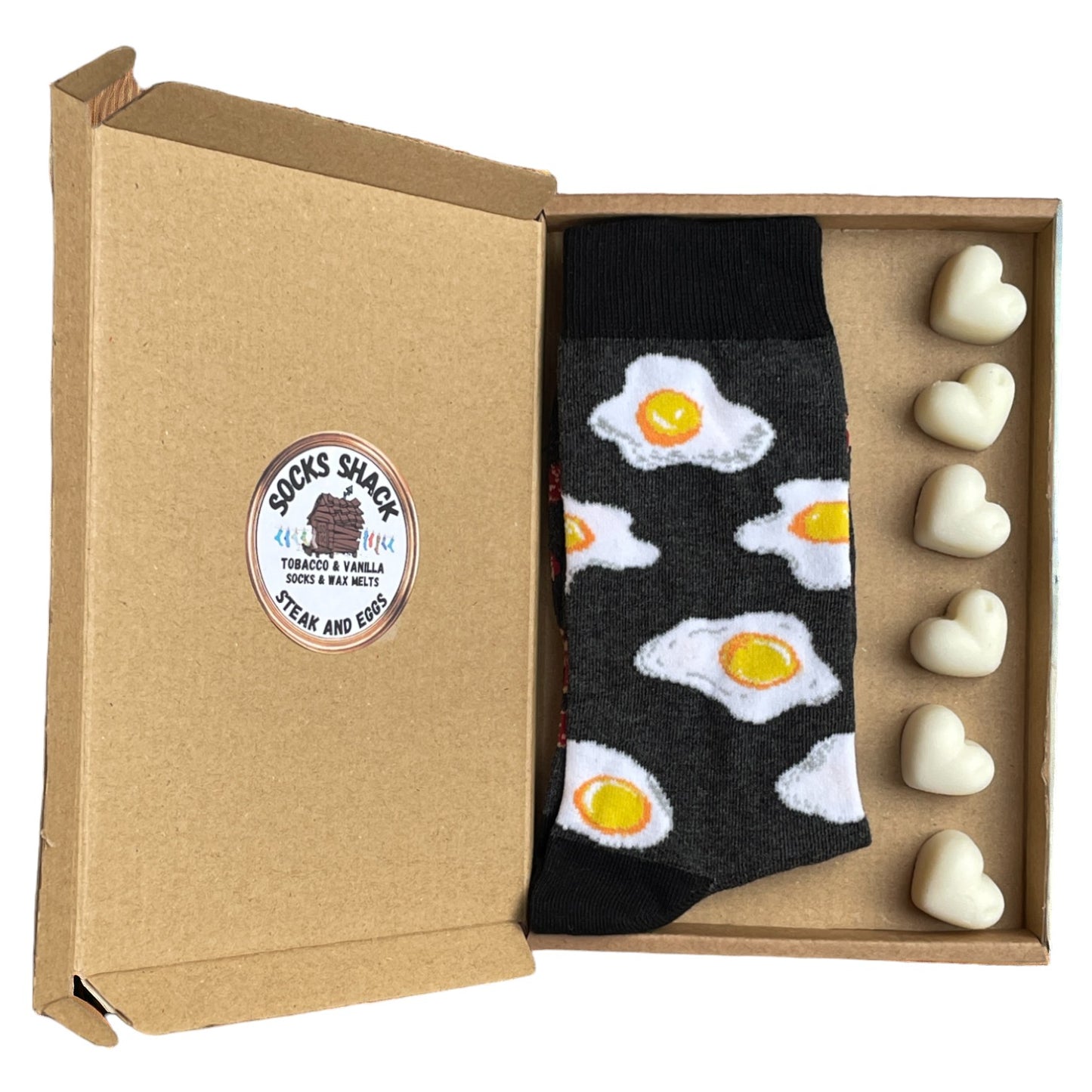 Geschenkset für Herren mit Proteinsocken und Wachsschmelzen „Odd Bacon And Eggs“ mit Duftauswahl