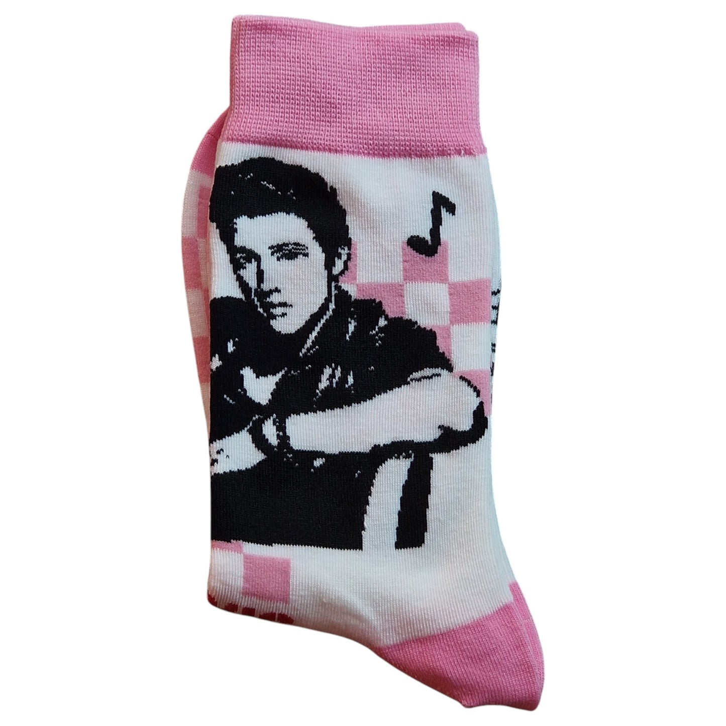 Elvis Jailhouse King 1950s Pink Chequer Rock & Roll Odd Pair Ladies Socks