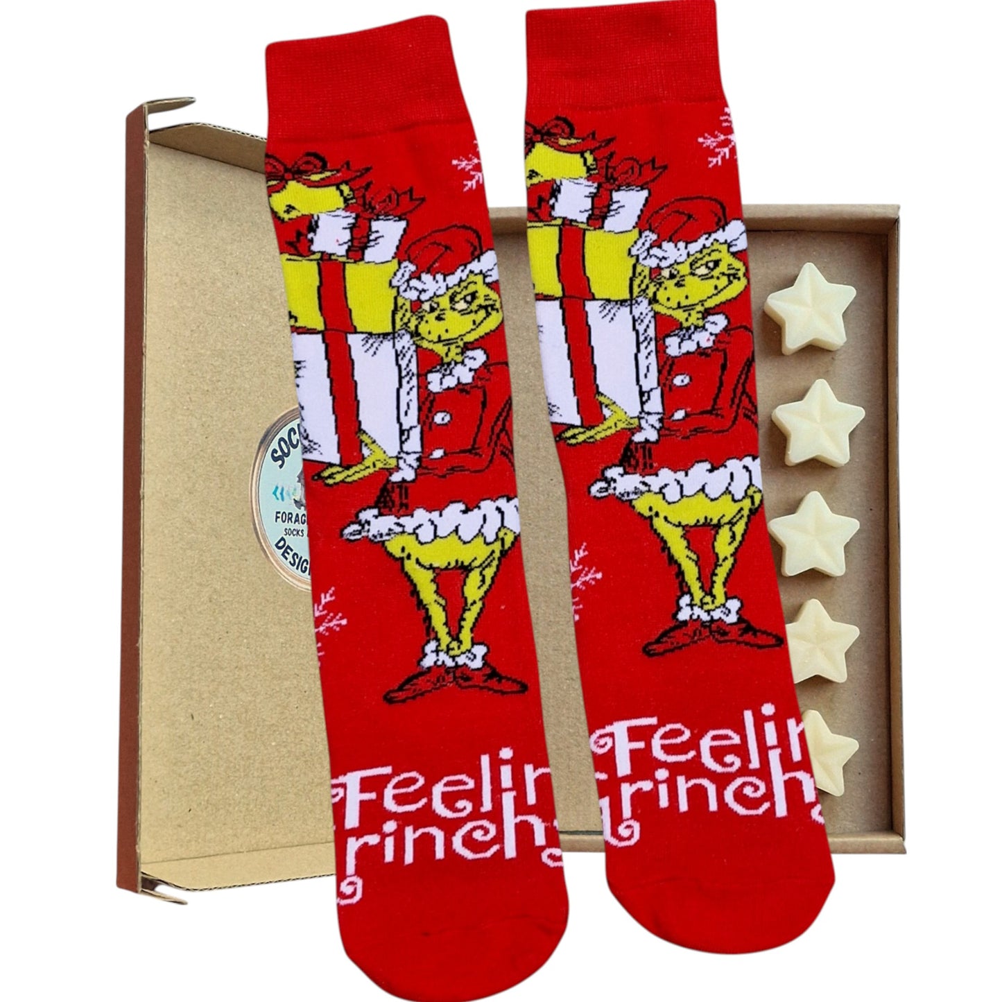 Grinch Feeling Grinchy Stealing Gifts Christmas Mens Socks & Wax Melts Gift Set