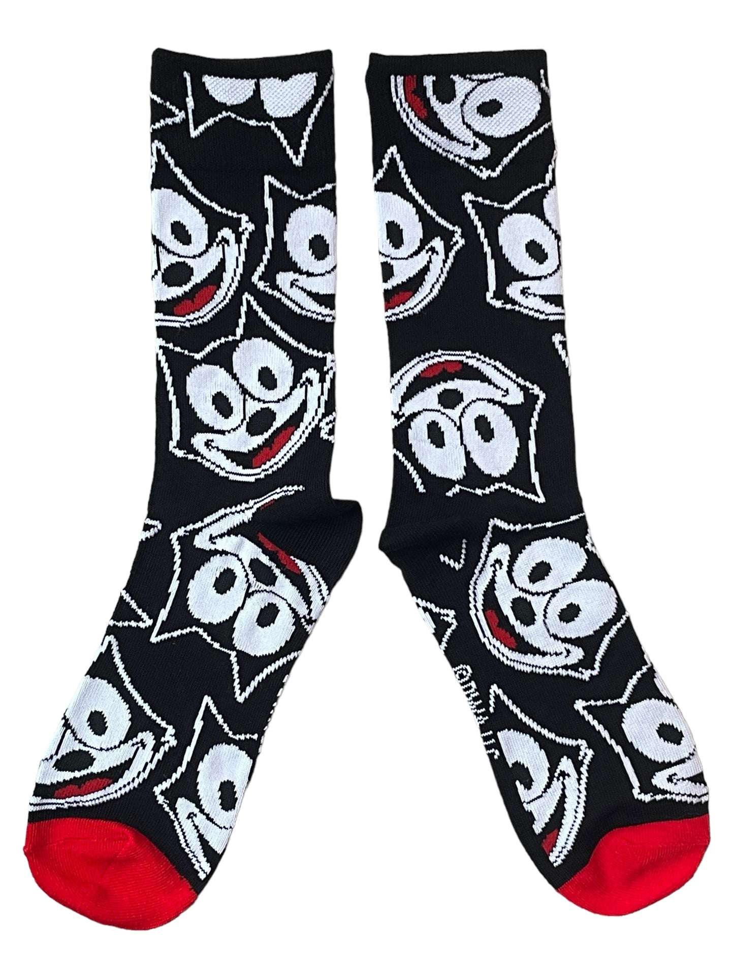 Schwarze Multiface-Socken „Felix the Cat“ für Damen