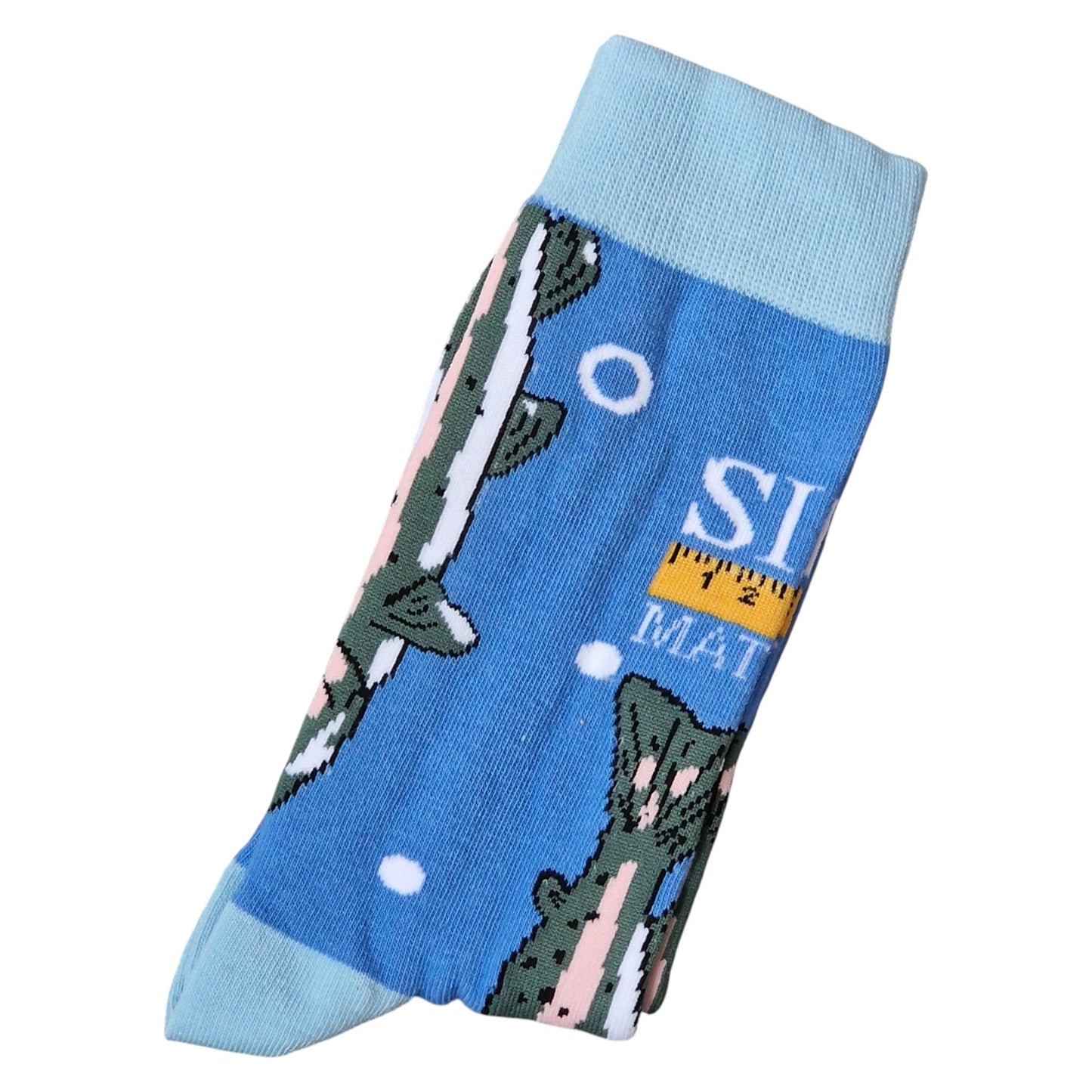 Leaping Salmon Fishing Fisherman Gift "Size Matters" Mens Blue Socks & Wax Melts Gift Set